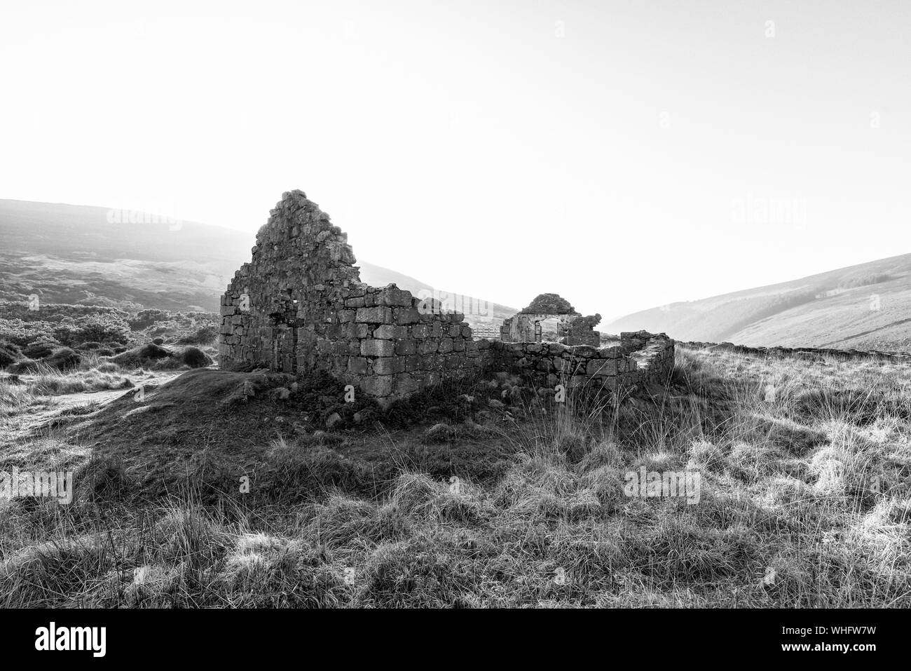 La vieja ruina a lo largo de St Kevin's Way, Wicklow, Irlanda Foto de stock