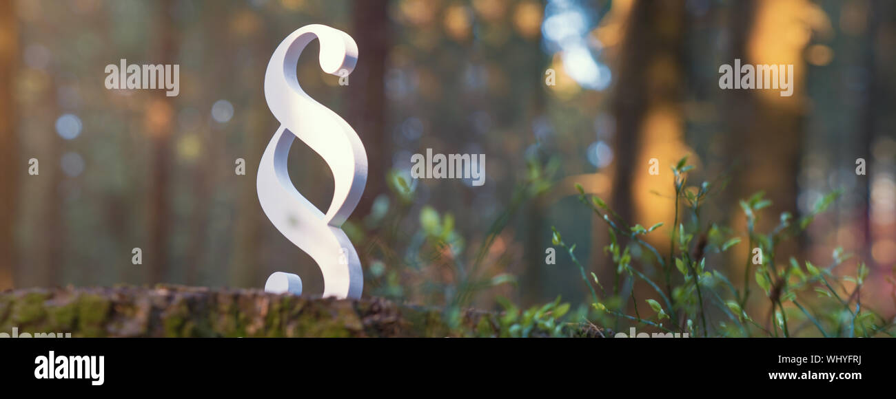 Signo de párrafo sobre tronco de árbol Foto de stock