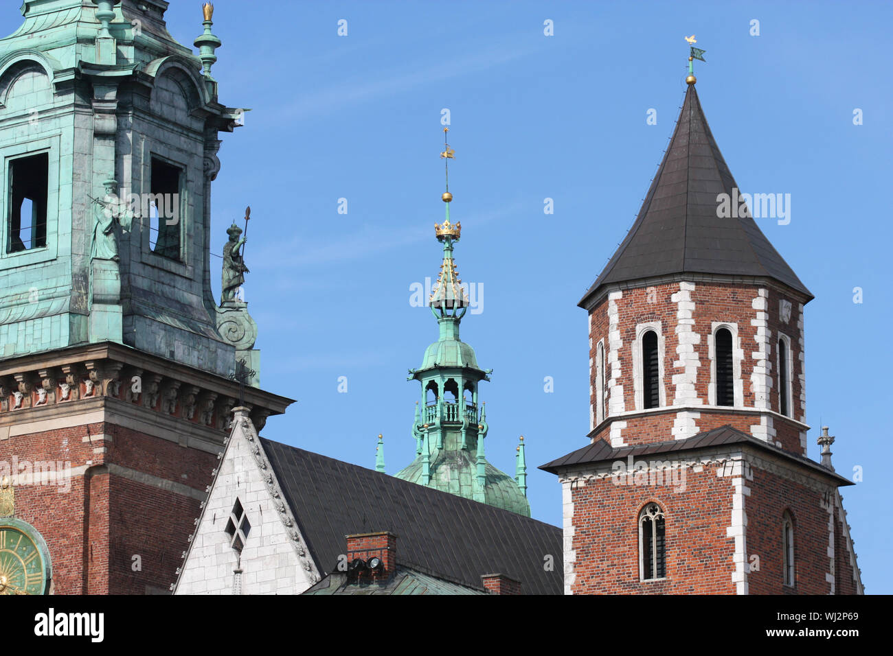 Catedral del Castillo Real de Wawel, en Cracovia, Polonia Europa - Detalles Foto de stock