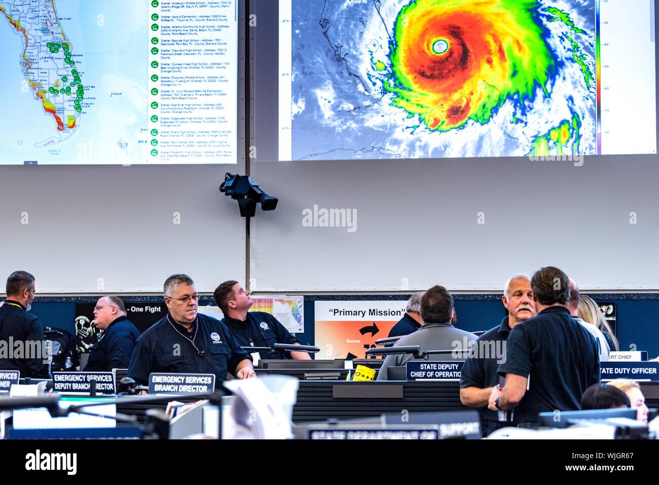 Tallahassee, FL, 2 de septiembre de 2019--FEMA trabaja con sus asociados federales, estatales y locales, para prepararse para la llegada del huracán Dorian, 2 de septiembre de 2019. K.C. Wilsey/FEMA. () Foto de stock