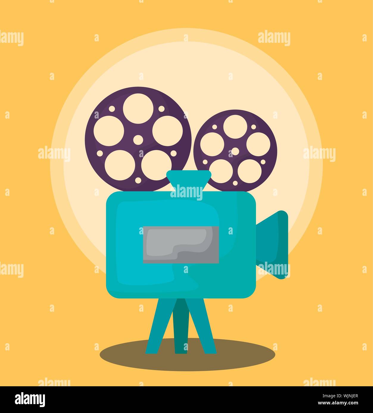 Cámara de cine, vídeo con bobinas de cinta de diseño ilustración vectorial  Imagen Vector de stock - Alamy