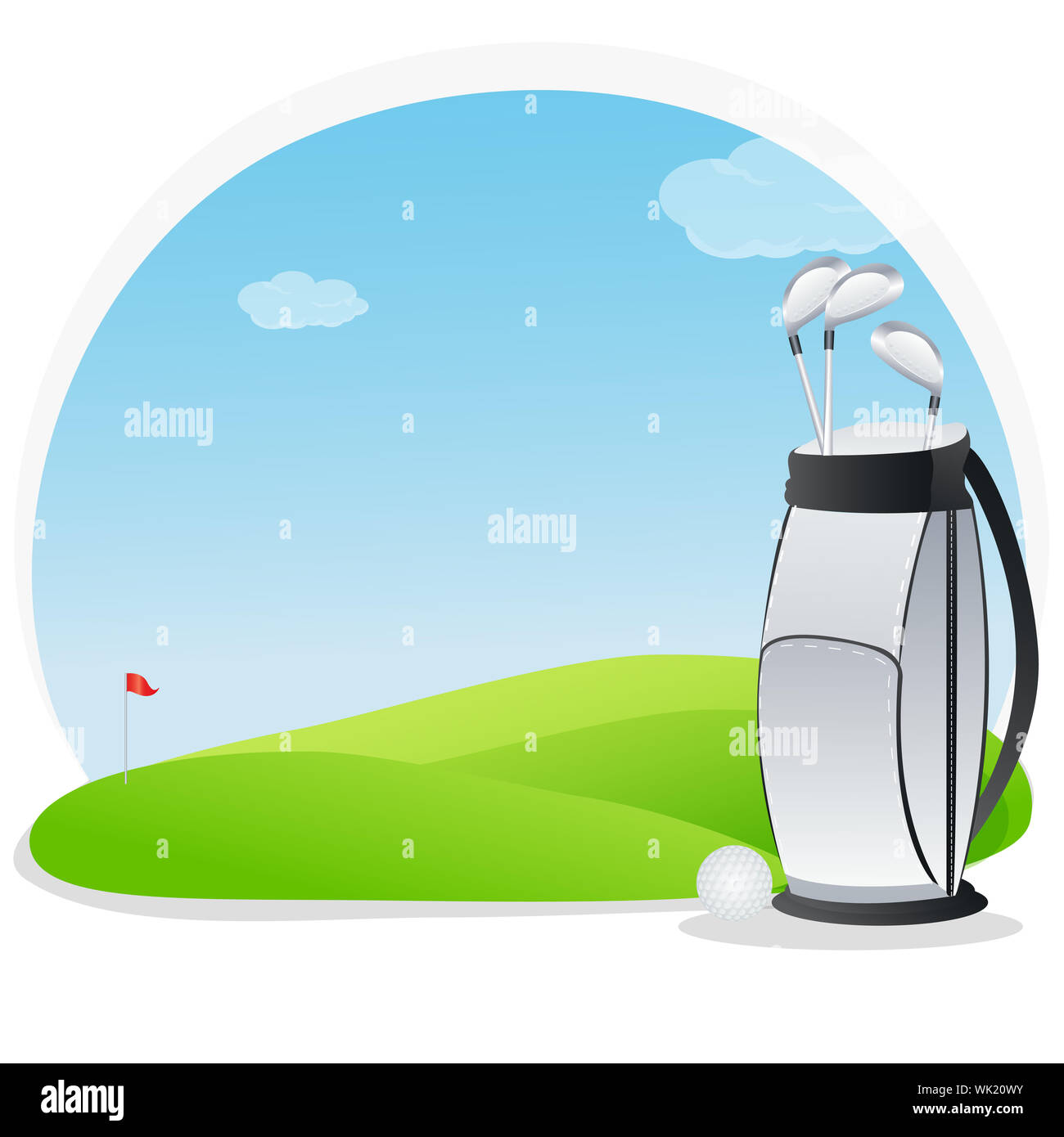 Ilustración del juego de golf en el campo de golf Foto de stock