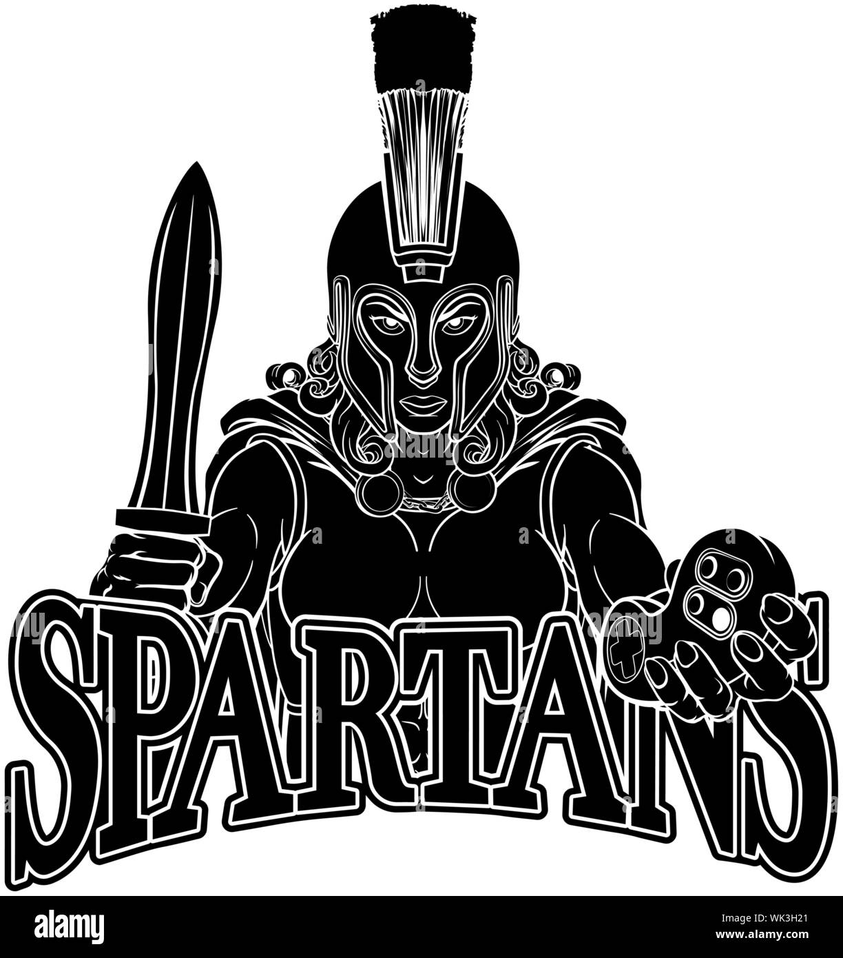 Gladiator Troya Gamer guerrero espartano Mujer Imagen Vector de stock