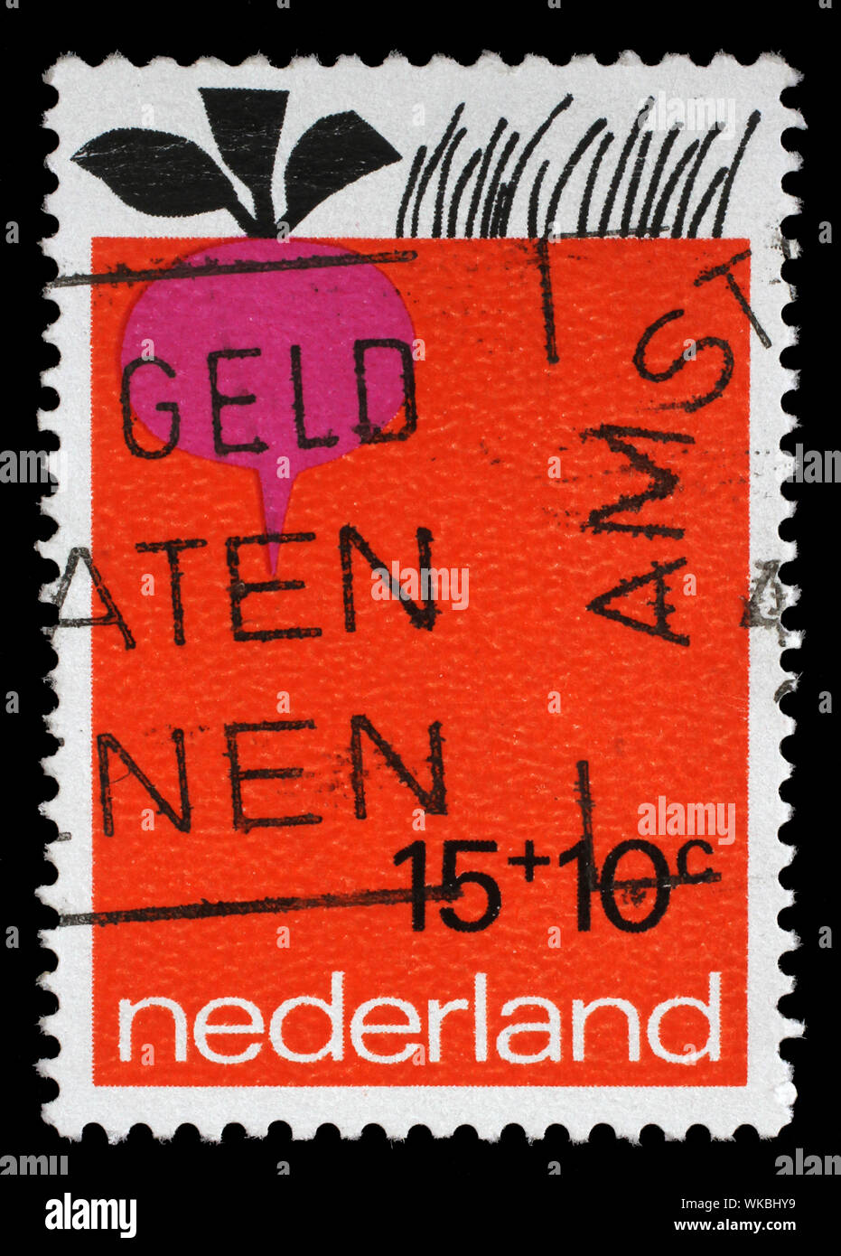 Sello emitido Holanda muestra el cuidado infantil, circa 1971. Foto de stock