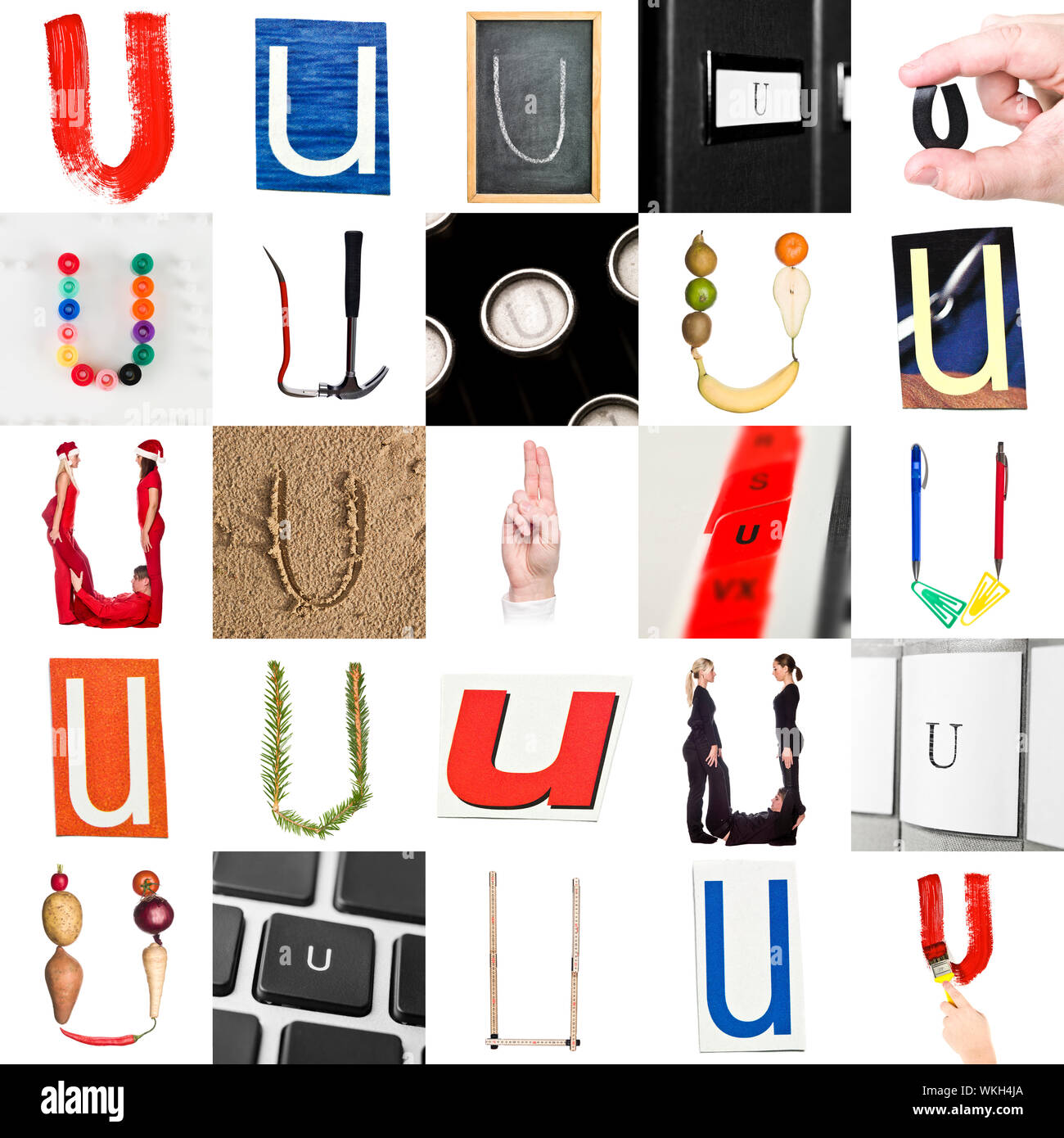 Collage de imágenes con la letra U Fotografía de stock - Alamy