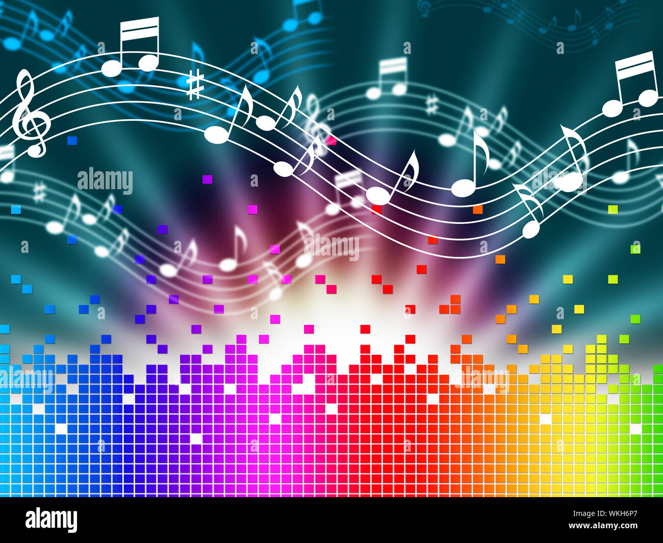 Significado de fondo música Rainbow melodía cantando y las ondas de sonido  Fotografía de stock - Alamy