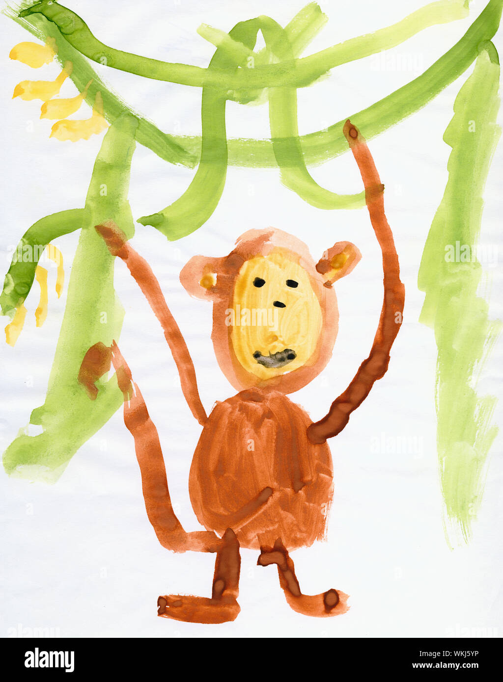 Dibujo hecho al niño - el mono y lianas verdes Fotografía de stock - Alamy
