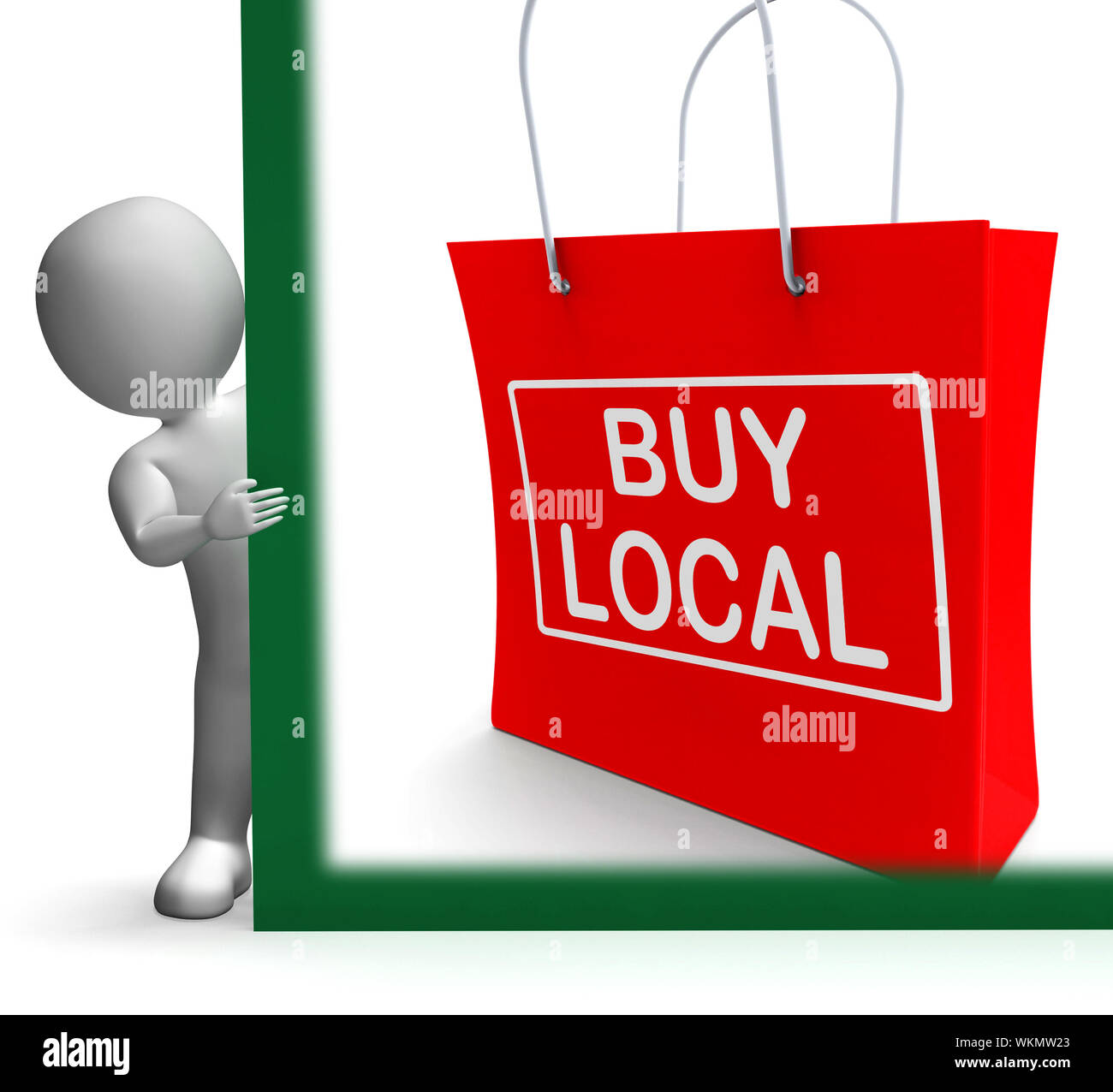 Comprar Local Shopping Bag mostrando comprar comercio cercano Foto de stock