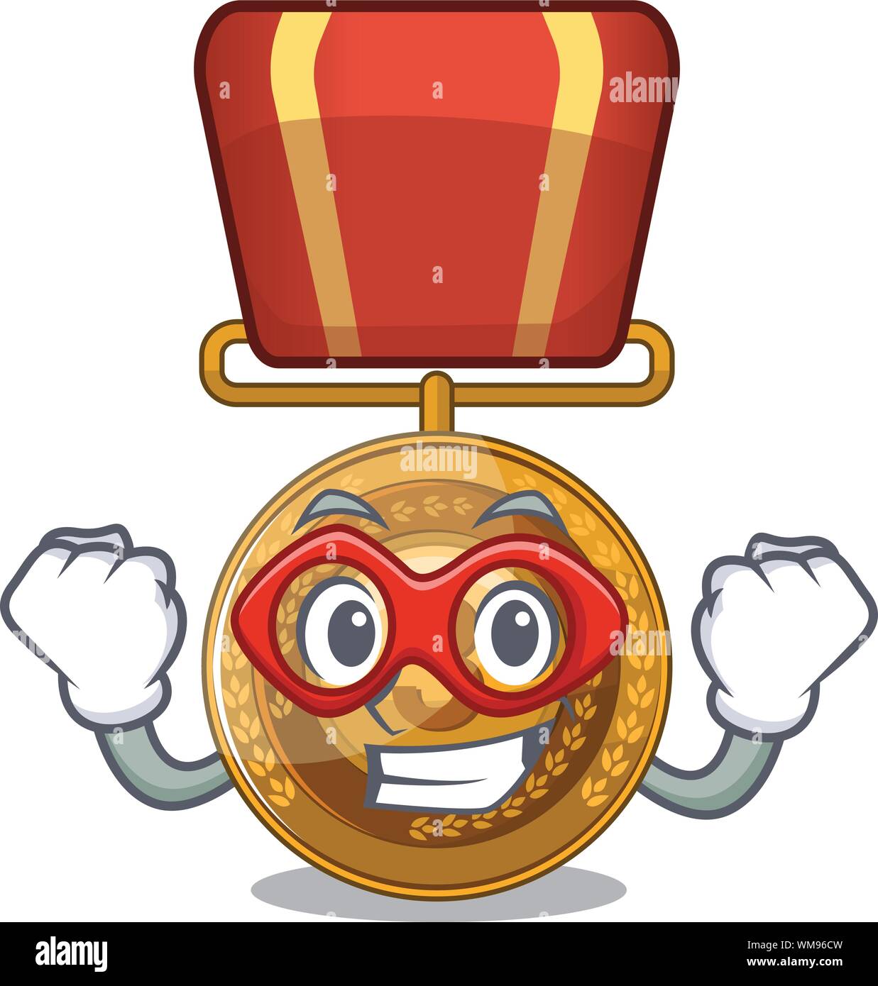 Super héroe de la medalla de bronce en el personaje de dibujos animados  alacena Imagen Vector de stock - Alamy