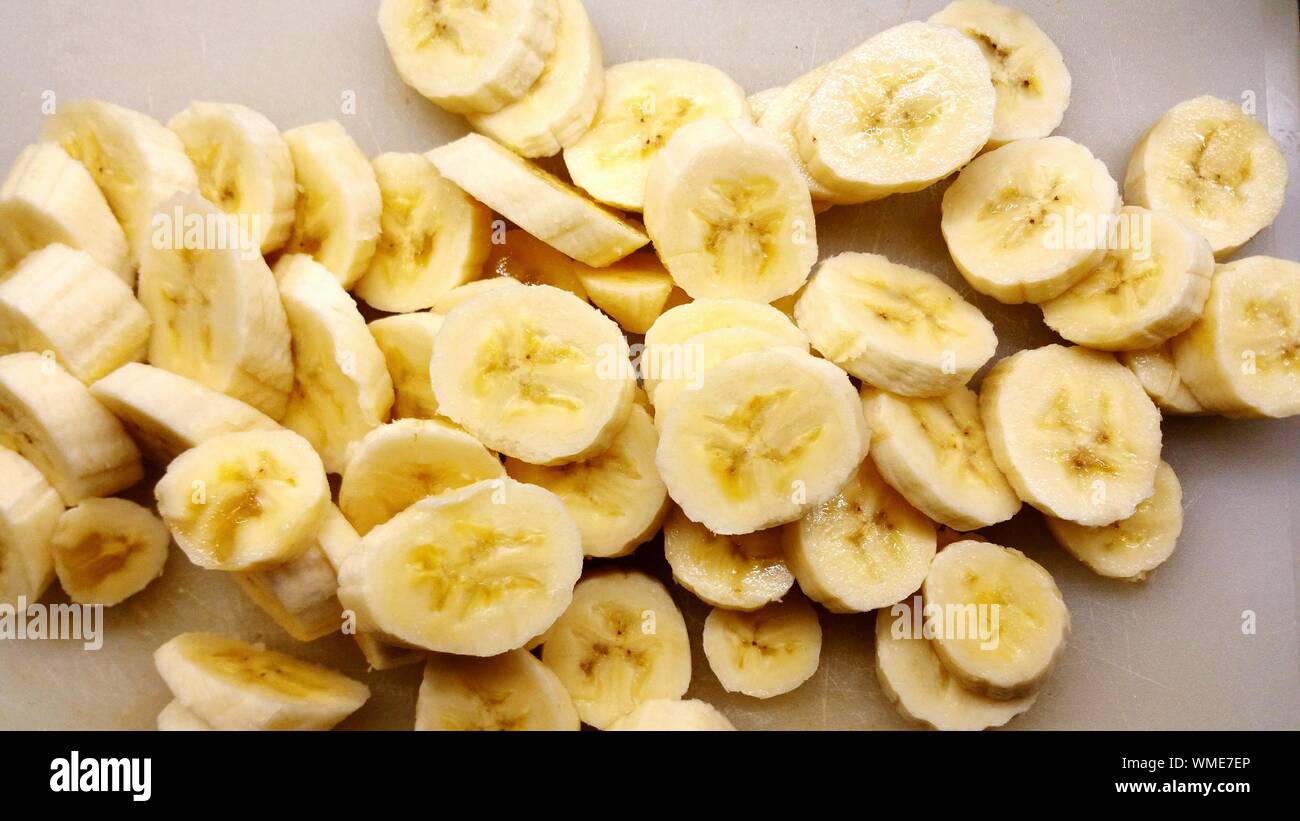 Close-up de rodajas de plátano Foto de stock