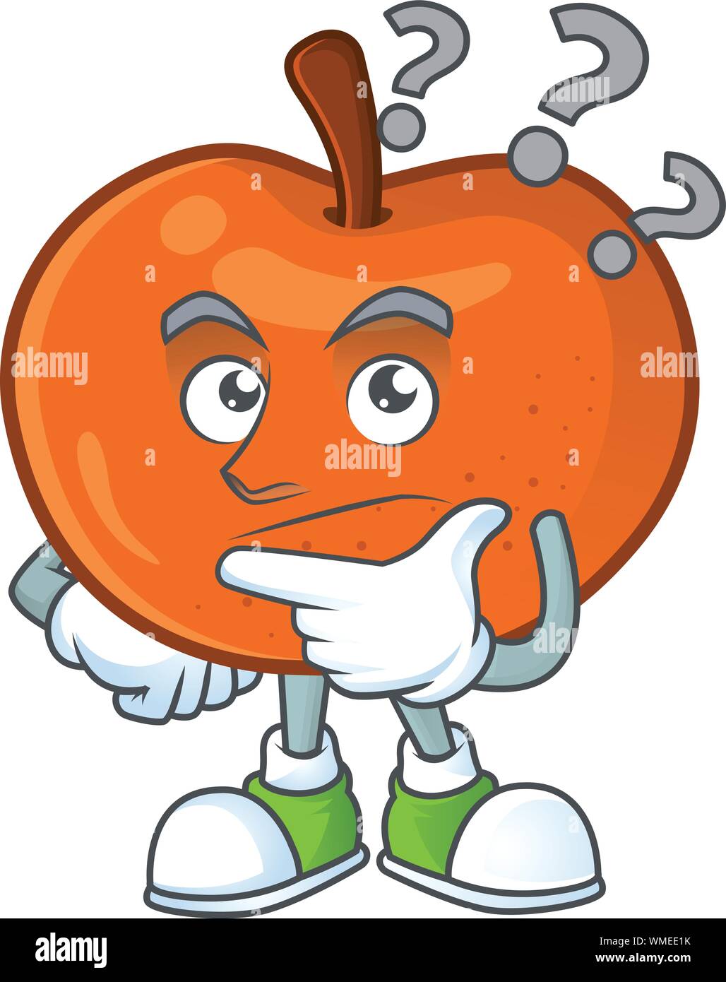 Pensando Mandarina Mascota De Dibujos Animados Sobre Fondo Blanco Imagen Vector De Stock Alamy