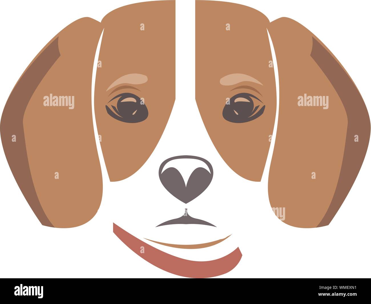 Icono de cabeza de perro. Estilo plano. La cara de perro de dibujos  animados. Ilustración vectorial aislado en blanco. Silueta simple. Concepto  del logotipo de animales. Plantilla de diseño de logotipo Imagen