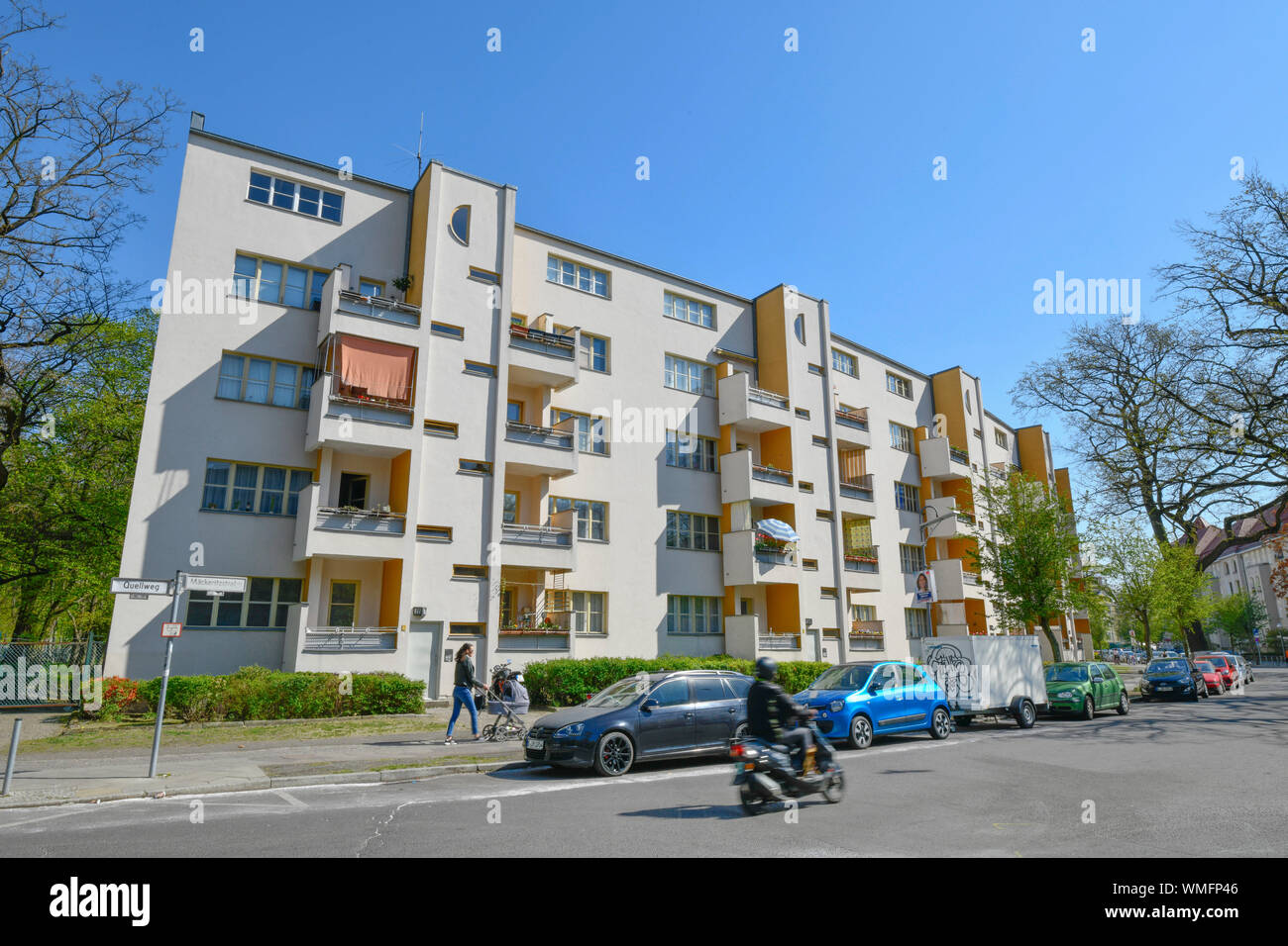 Wohnbauten von Hans Scharoun, Maeckeritzstrasse, Grosssiedlung Siemensstadt, Spandau, Berlin, Deutschland, Mäckeritzstrasse Foto de stock