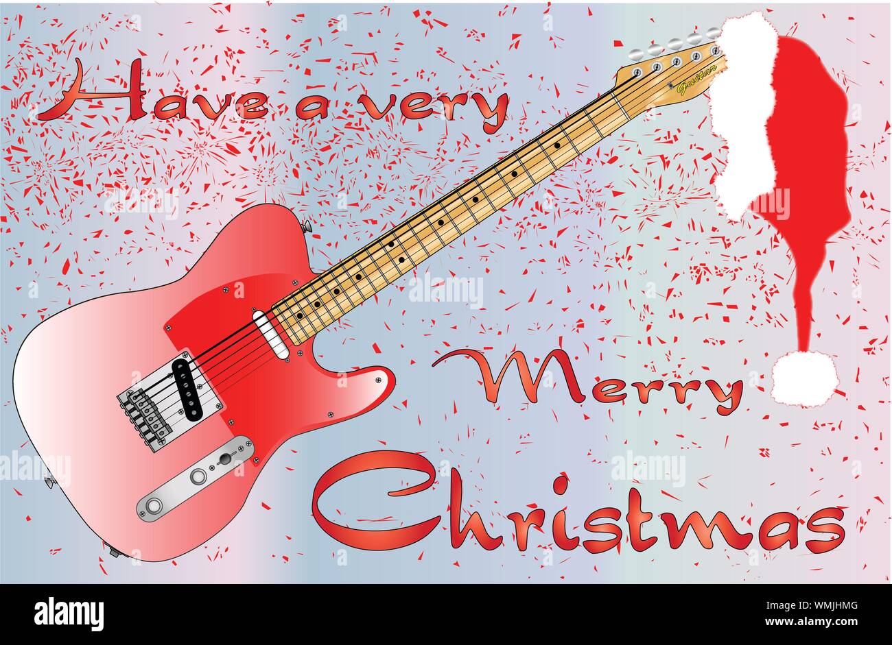 Una guitarra Rock Feliz Navidad Tarjeta de navidad con mensaje de texto  Imagen Vector de stock - Alamy