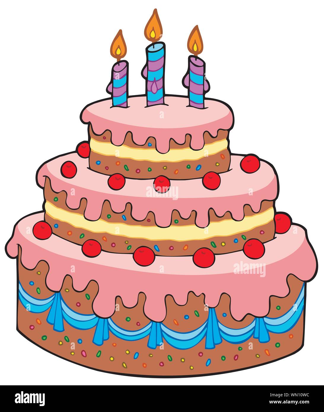 Gran caricatura pastel de cumpleaños Imagen Vector de stock - Alamy