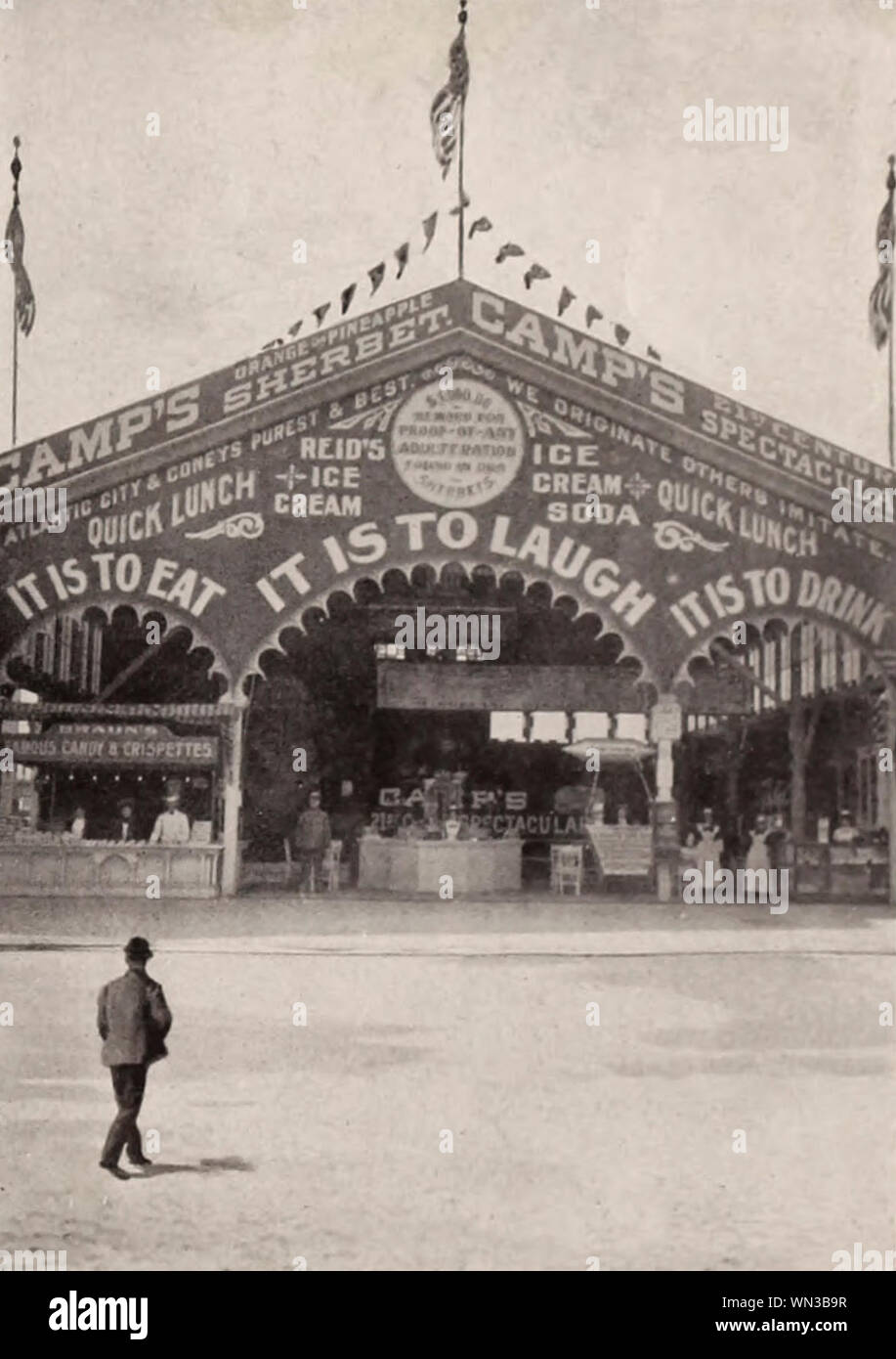 Show del campamento, Coney Island, circa 1904 Foto de stock