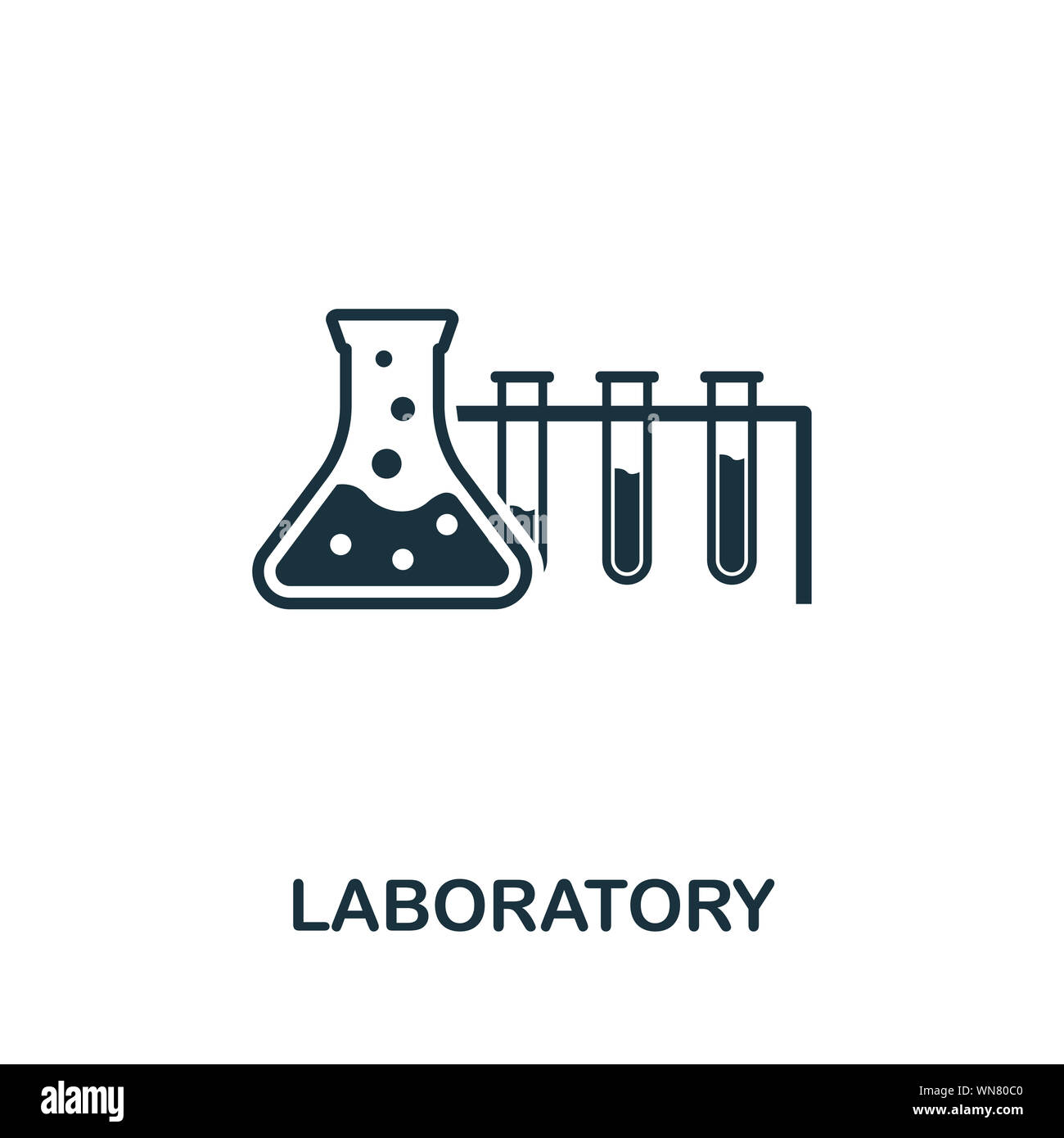 Símbolo de icono de laboratorio. Signo creativo de la biotecnología