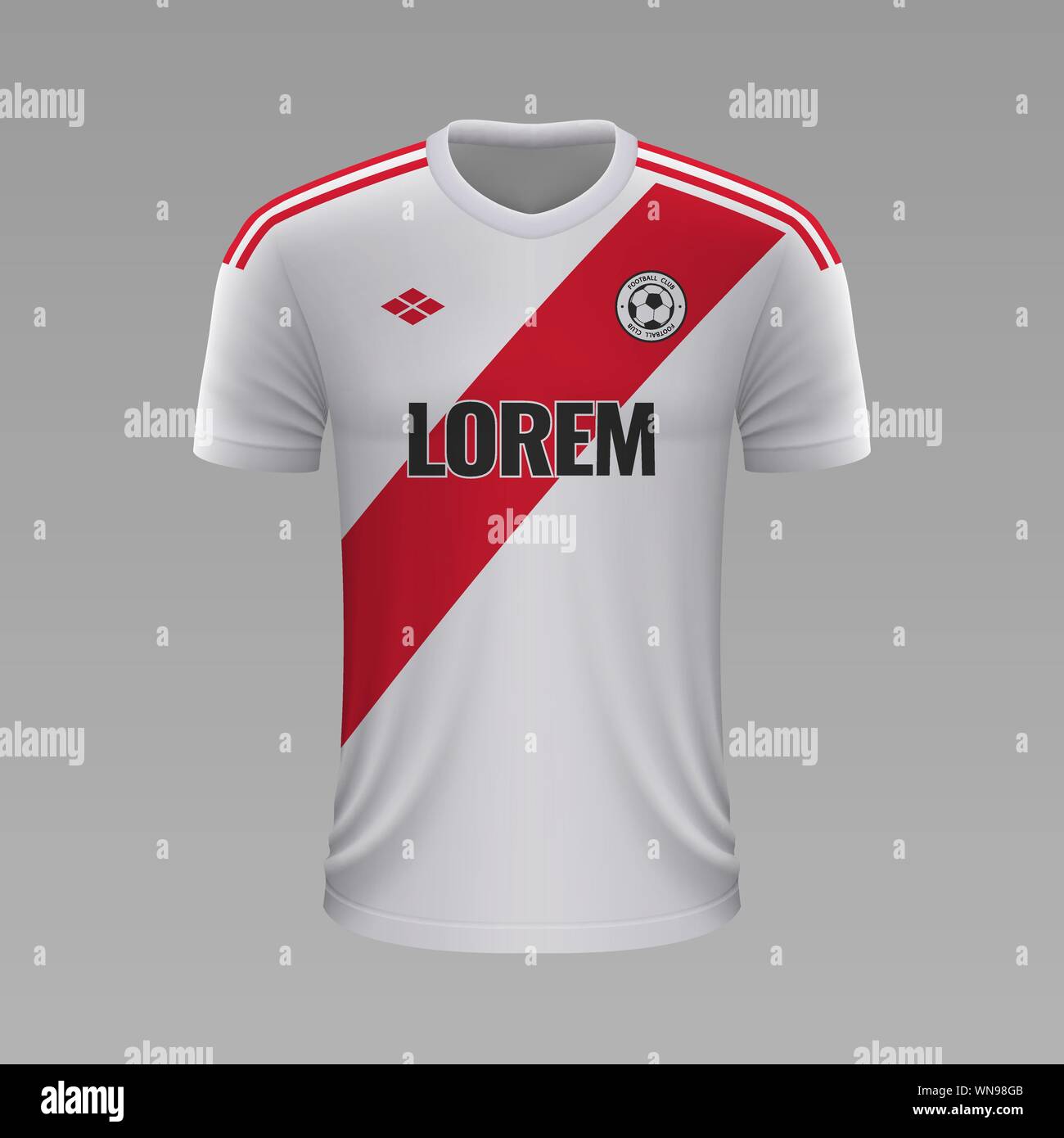 Fútbol realista Camiseta River Plate2020, Jersey plantilla para kit de  fútbol Imagen Vector de stock - Alamy