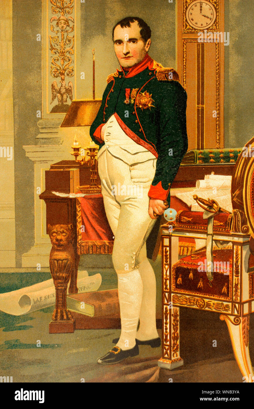 Napoleón Bonaparte. El emperador de Francia. 1769-1821. Ilustración de antigüedades. Libro de la historia. 1897. Foto de stock