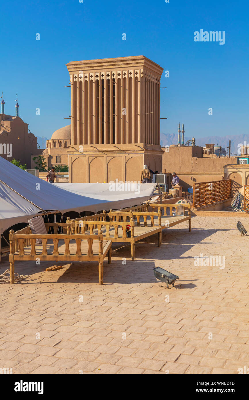 Windtower badgir Windcatcher,,, Yazd, provincia de Yazd, Irán Foto de stock