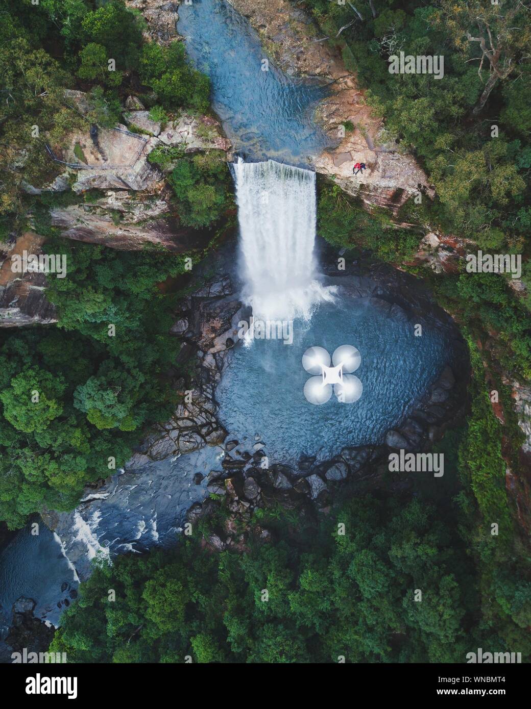 Vista aérea de la cascada Foto de stock