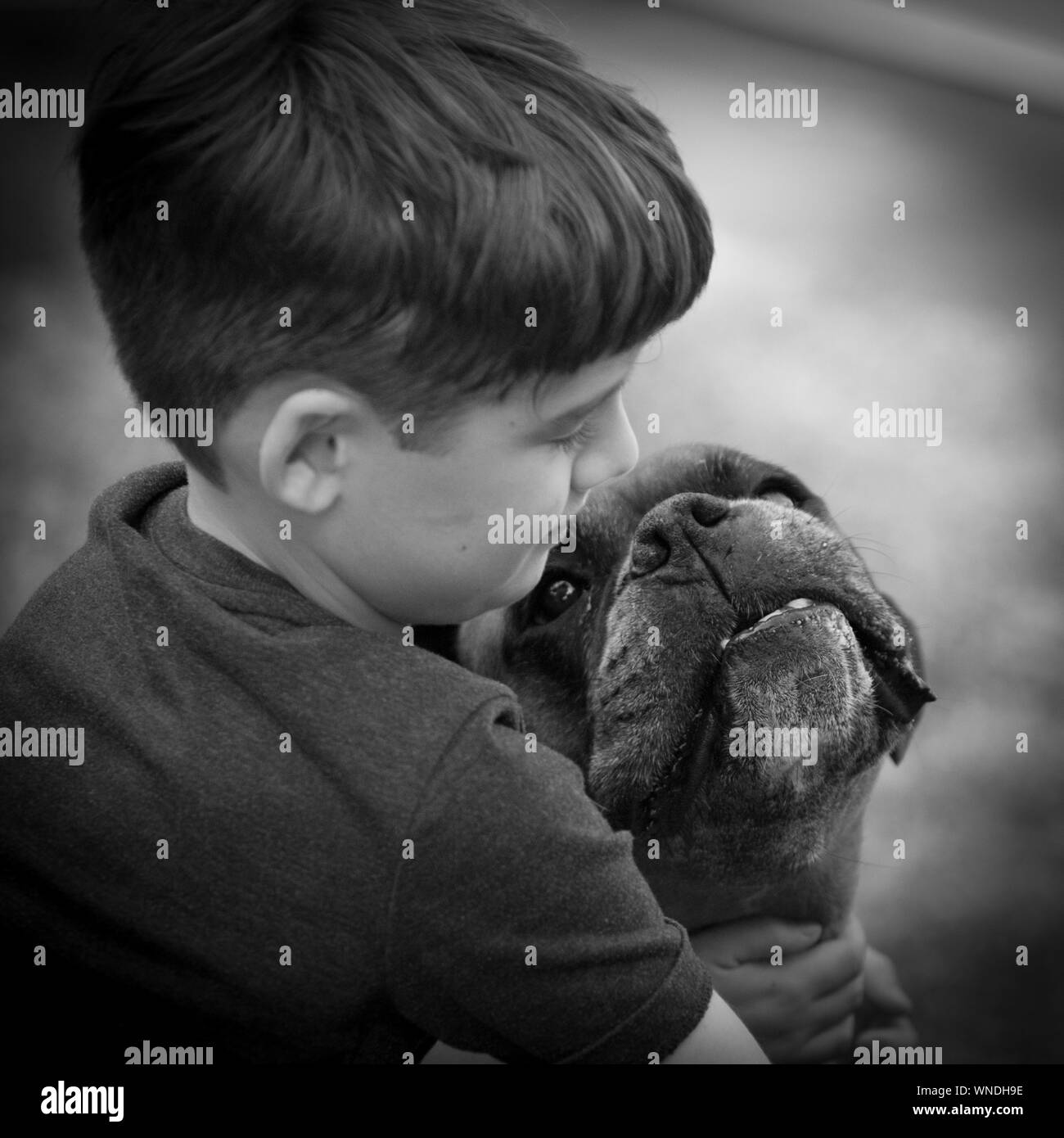 Niño sosteniendo perro fotografías e imágenes de alta resolución - Alamy