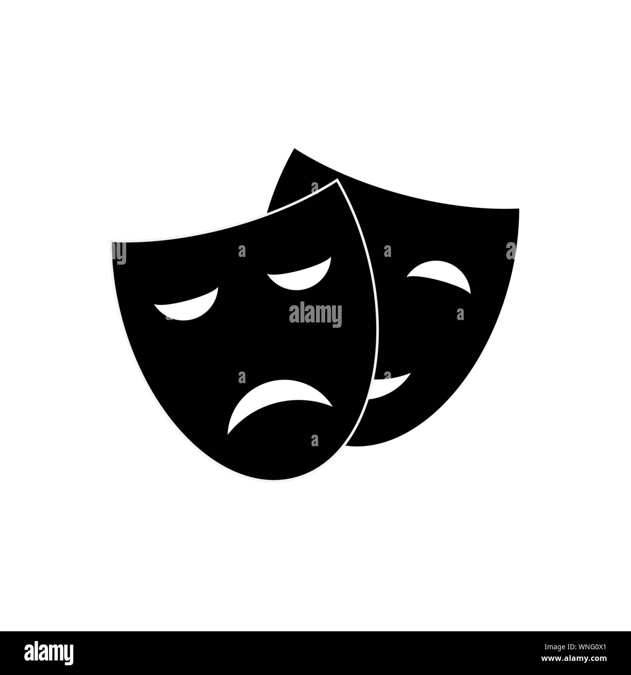 Feliz y Triste Máscara teatral icono vectorial Ilustración del Vector