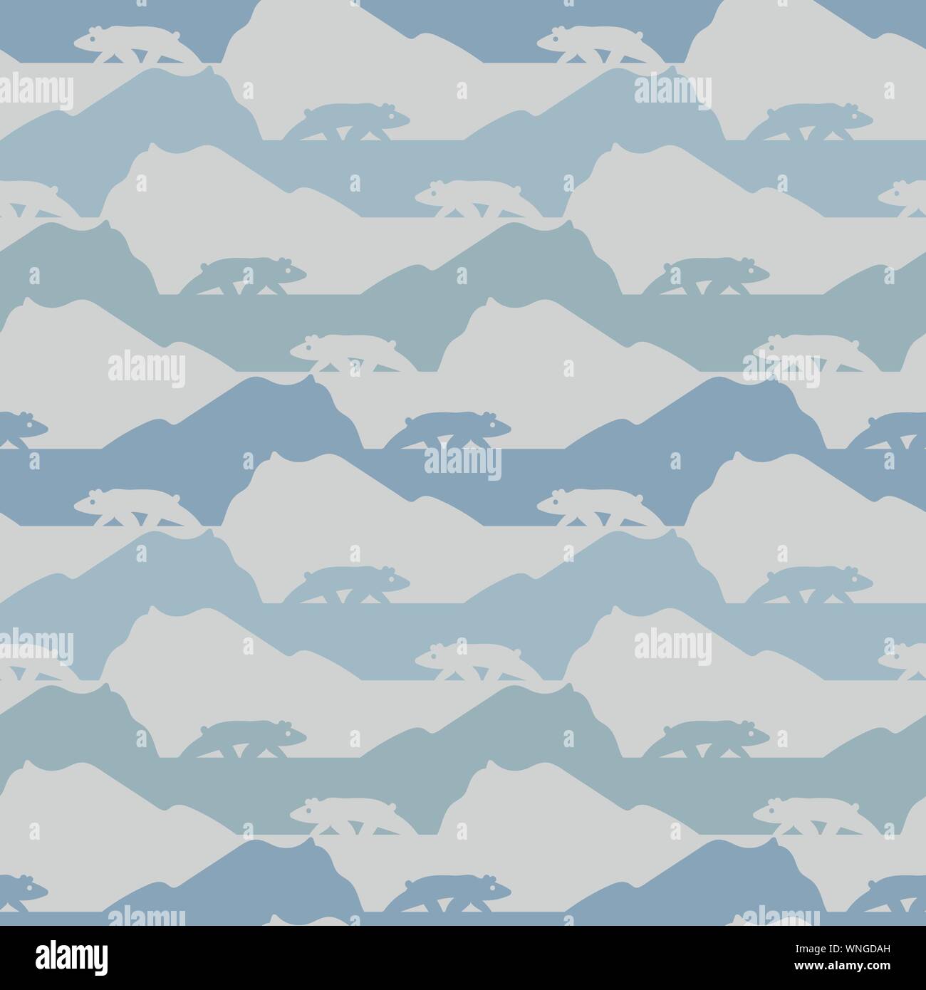 Seamless vector patrón de rayas con paisaje ártico y los osos polares siluetas Ilustración del Vector