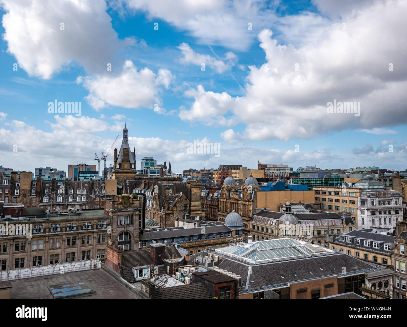 Vista de la ciudad desde la torre del faro, Mitchell Street, Glasgow, Escocia, Reino Unido Foto de stock