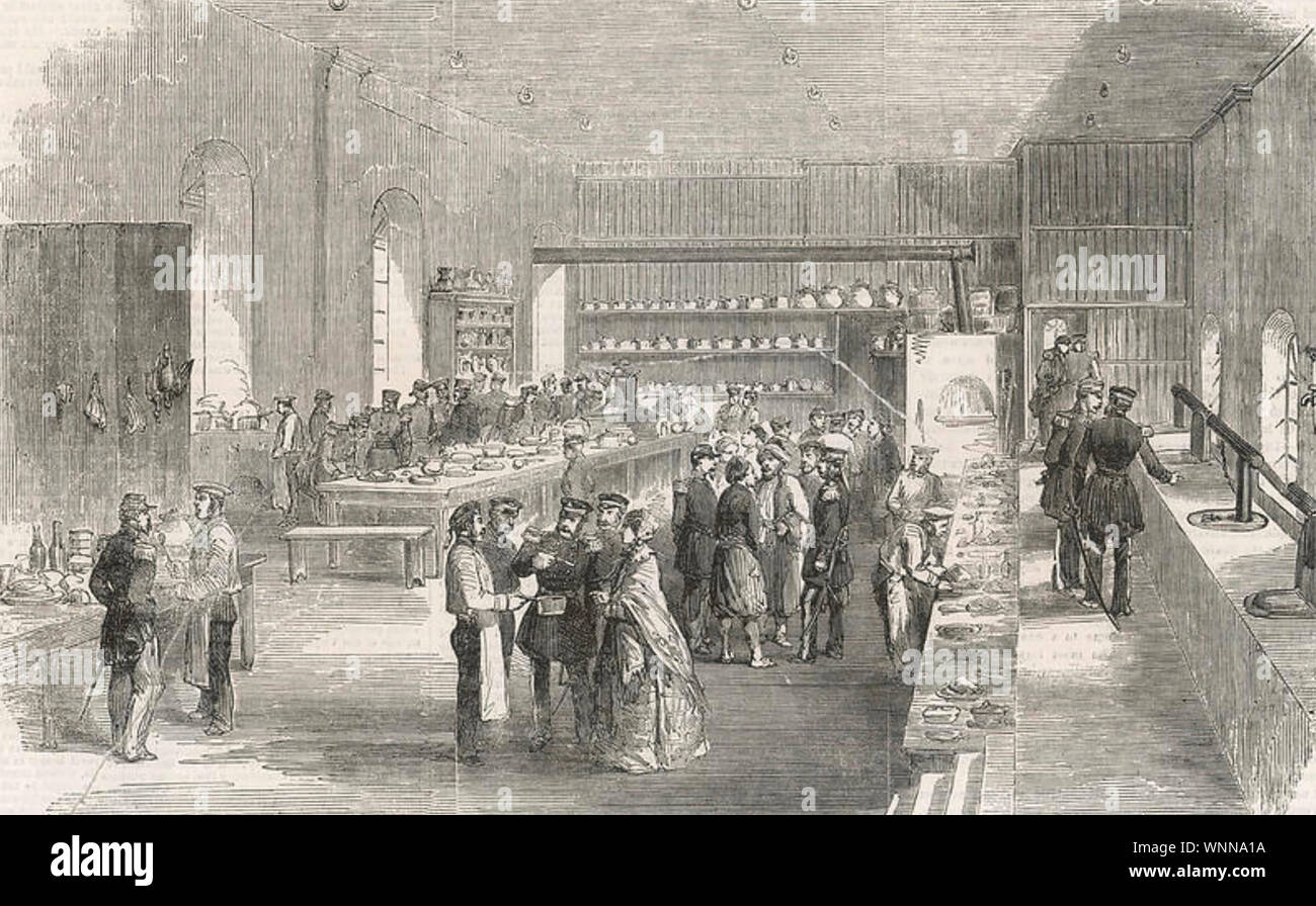 Guerra de Crimea la cocina del hospital en Scutari alrededor de 1855. Foto de stock