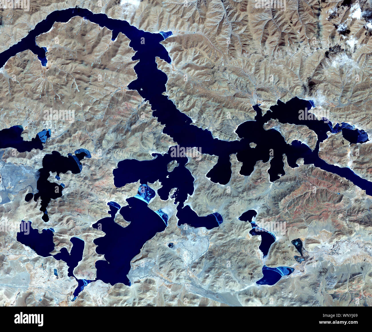 Lago Yamzho Yumco, (Miedo Swan Lake), Tibet, China, por la NASA/DPA Foto de stock