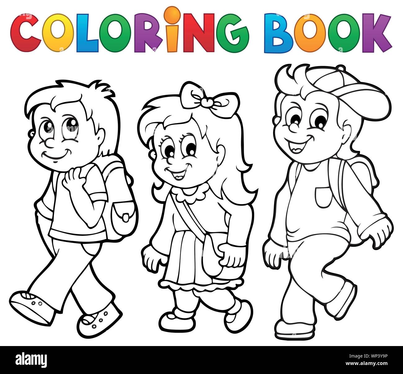 Libro para colorear dibujos animados Escuela 1 Imagen Vector de stock -  Alamy