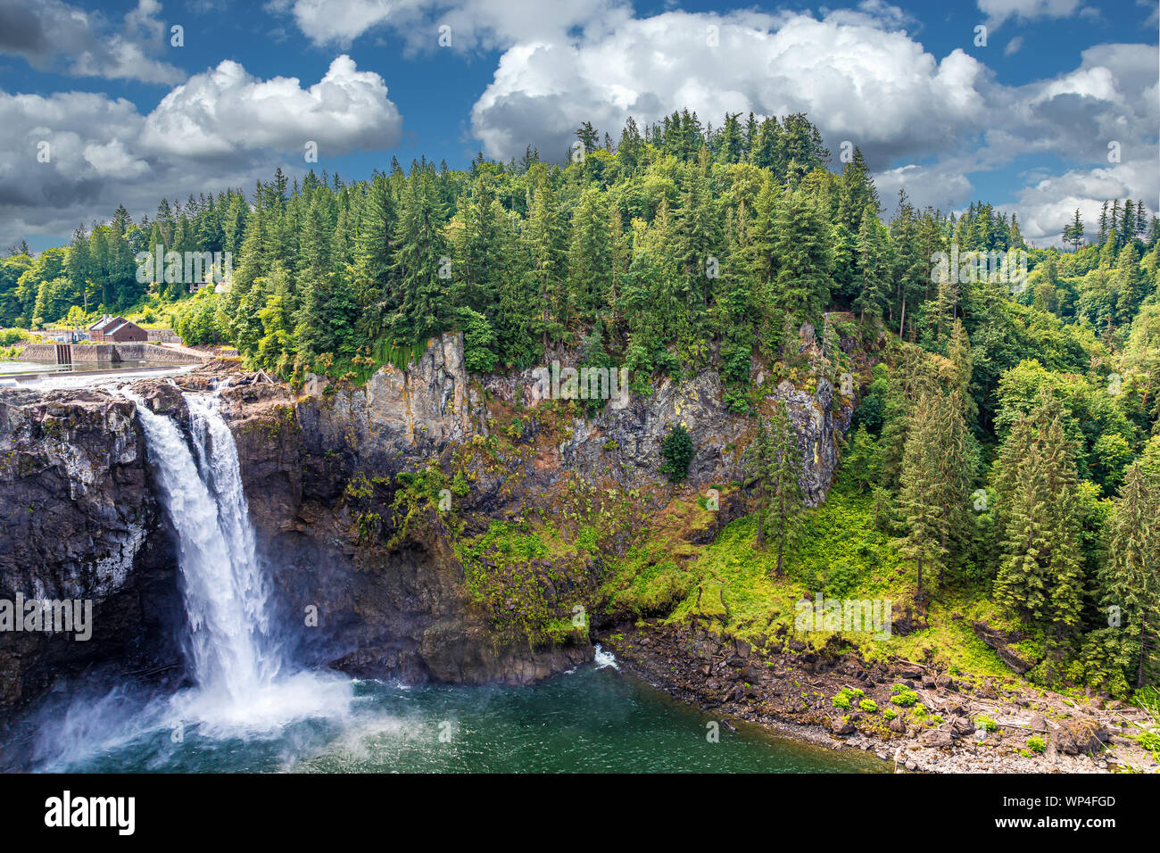 Vista de Snoqualmie Falls, cerca de Seattle, en el Noroeste del Pacífico Foto de stock