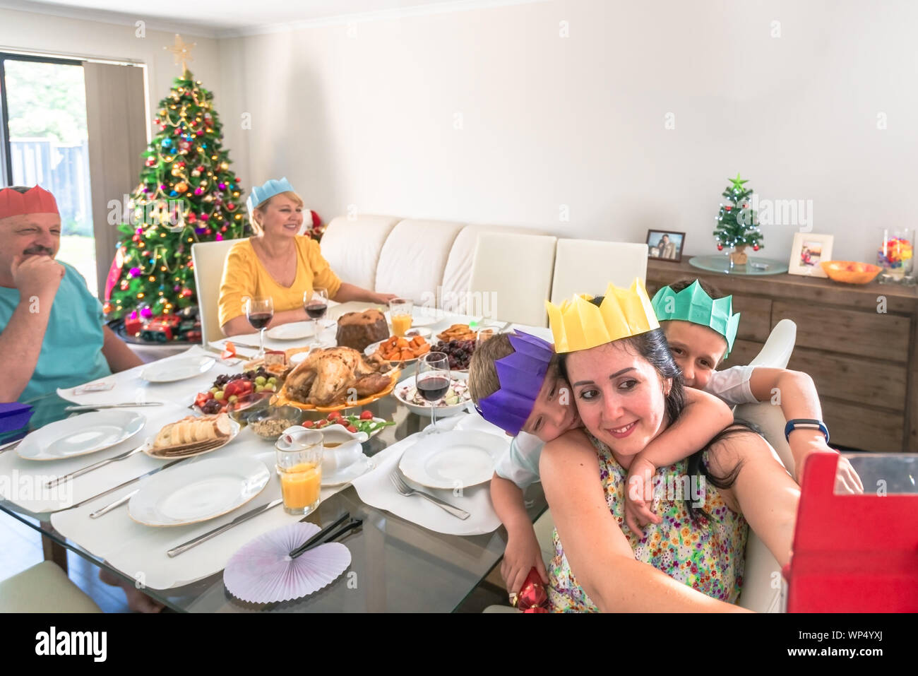 Celebración familiar de Navidad australiana Foto de stock