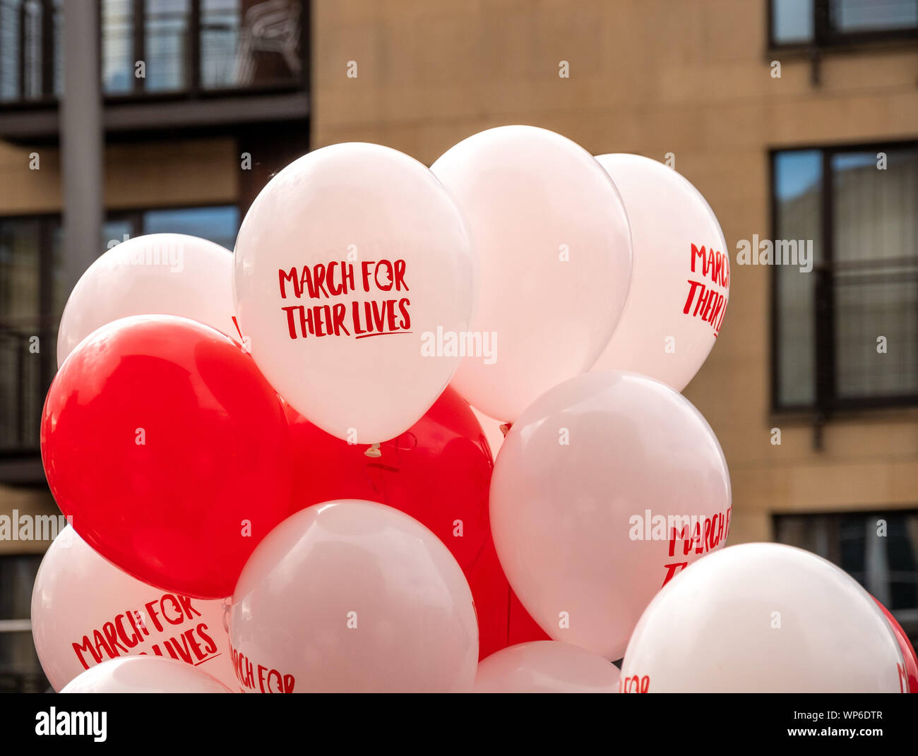 Belfast, Irlanda del Norte, Reino Unido - 7 de septiembre de 2019: Marcha para sus vidas anti aborto Rally, Custom House Square, Belfast Foto de stock