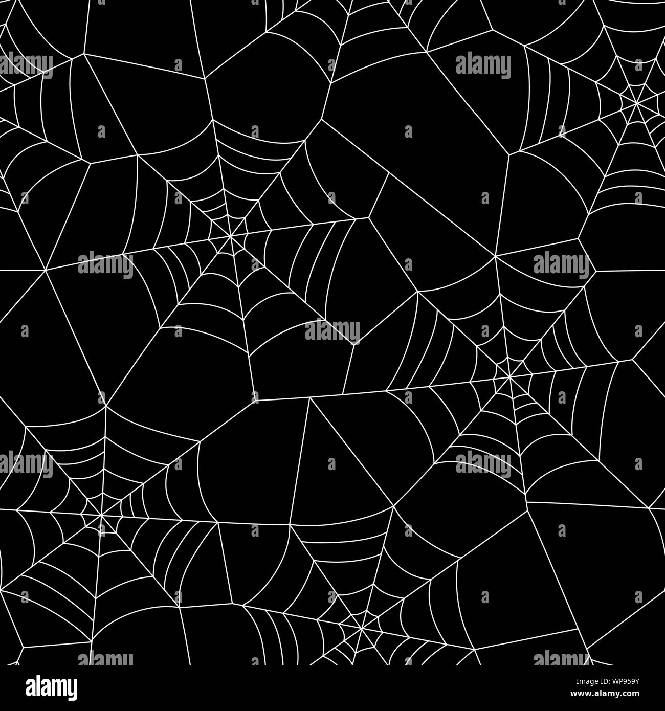 Mínimo de vectores de Halloween perfecta con patrón de telaraña blanca sobre fondo negro. Spooky elegante textura de vacaciones perfecto para envolver los regalos, hogar de Ilustración del Vector