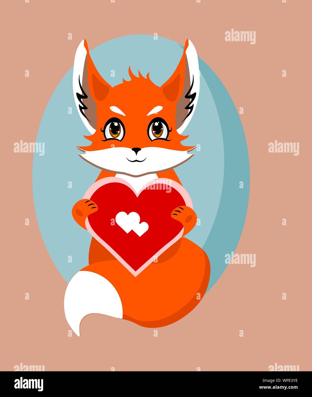 Fox con corazón amor aislados, ilustración vectorial Ilustración del Vector