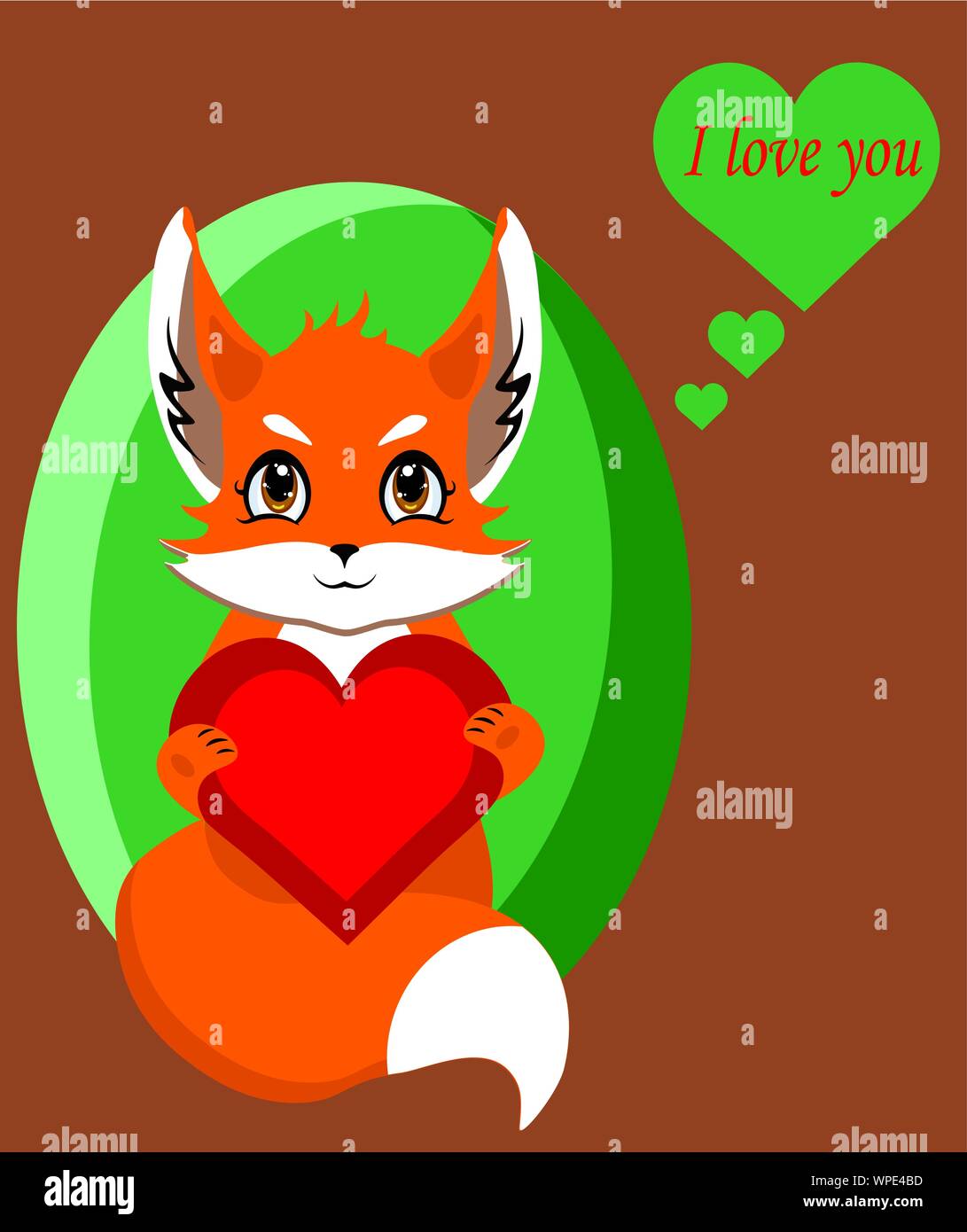 Fox con corazón amor aislados, ilustración vectorial Ilustración del Vector