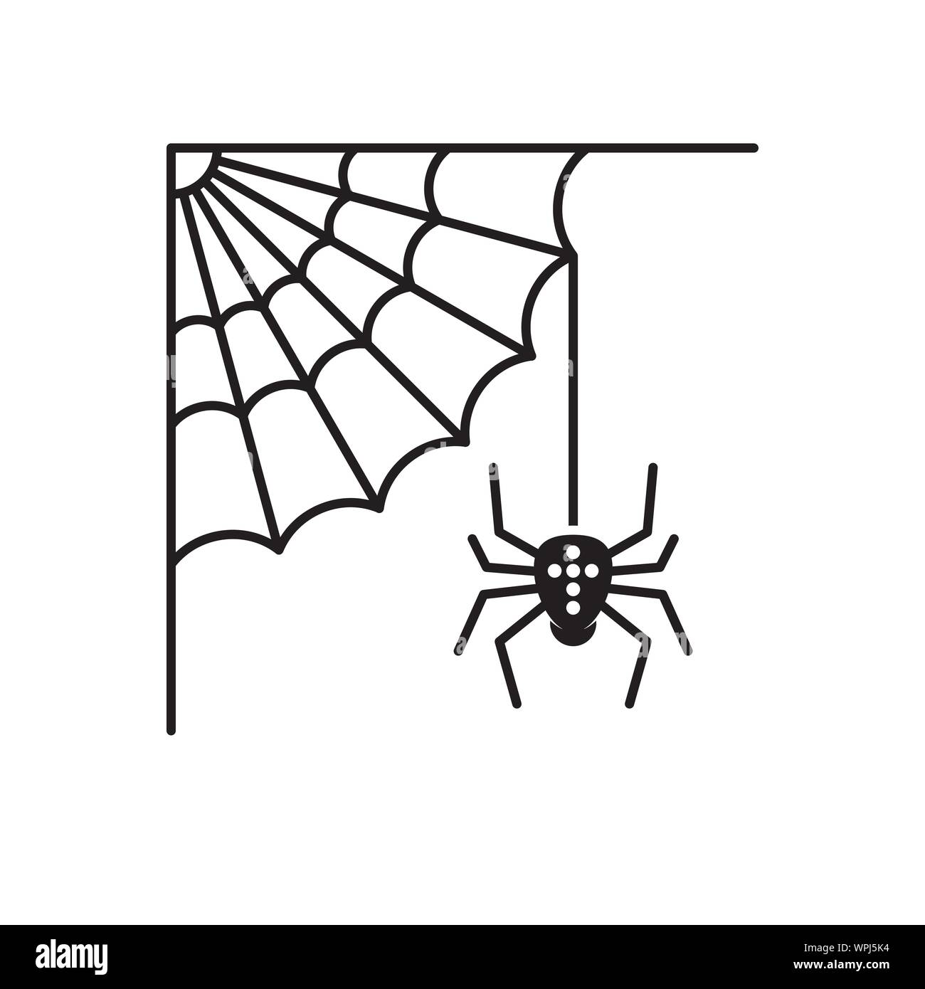 Telaraña y araña vector icono. Negro sólido símbolo de Halloween Imagen  Vector de stock - Alamy