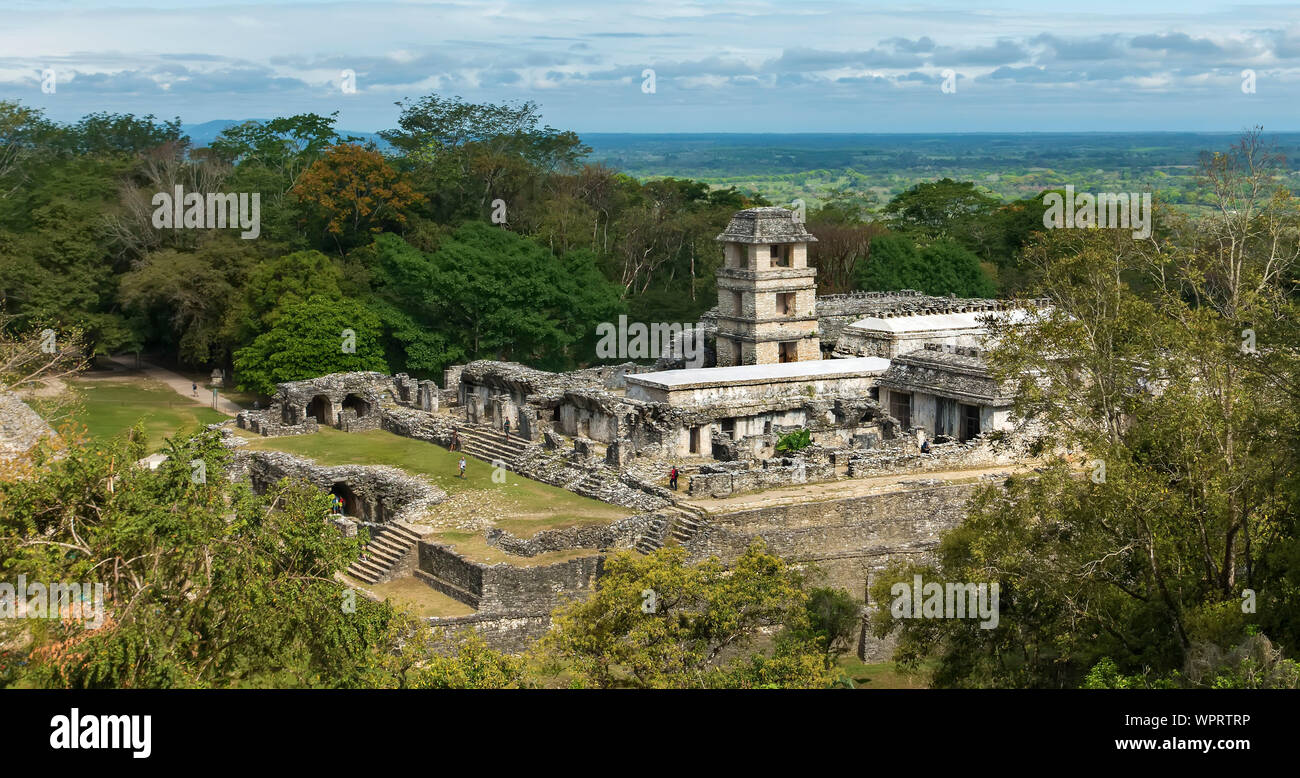 Yacimiento arqueológico maya de Palenque, Chiapas, México Foto de stock