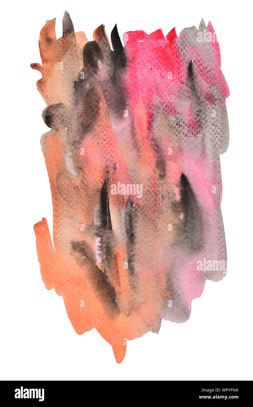 Rosado con manchas de color rojo y negro el flujo en superficie de color naranja aislado sobre fondo blanco , Ilustración abstractas y fondo brillante Foto de stock
