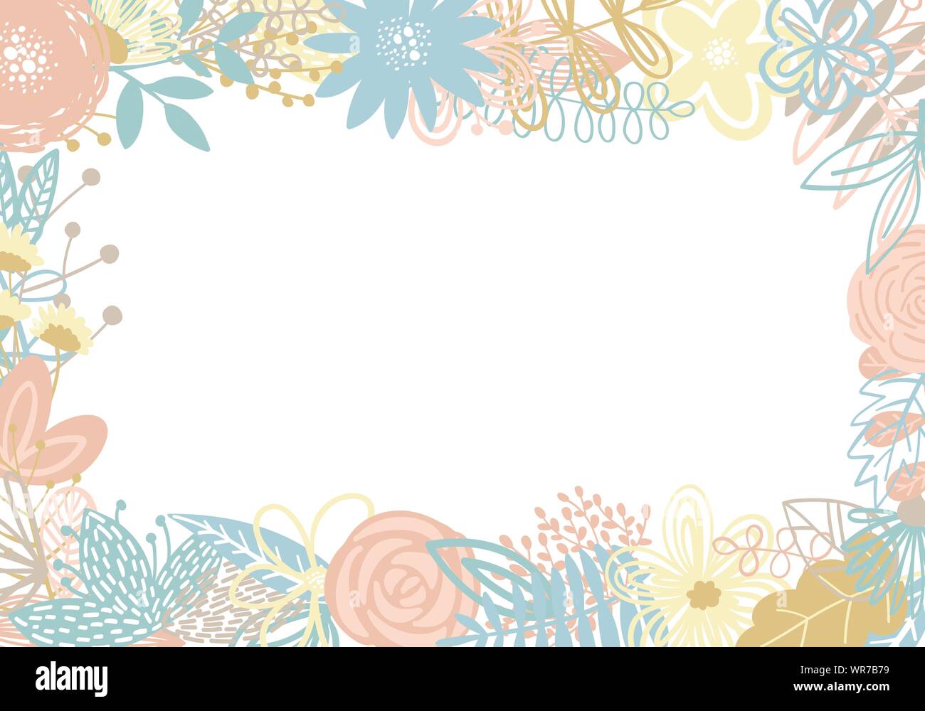 Ilustración vectorial de un marco rectangular de elementos florales  dibujados a mano. Una imagen para la decoración de interiores, invitaciones  y tarjetas, baby shower Imagen Vector de stock - Alamy