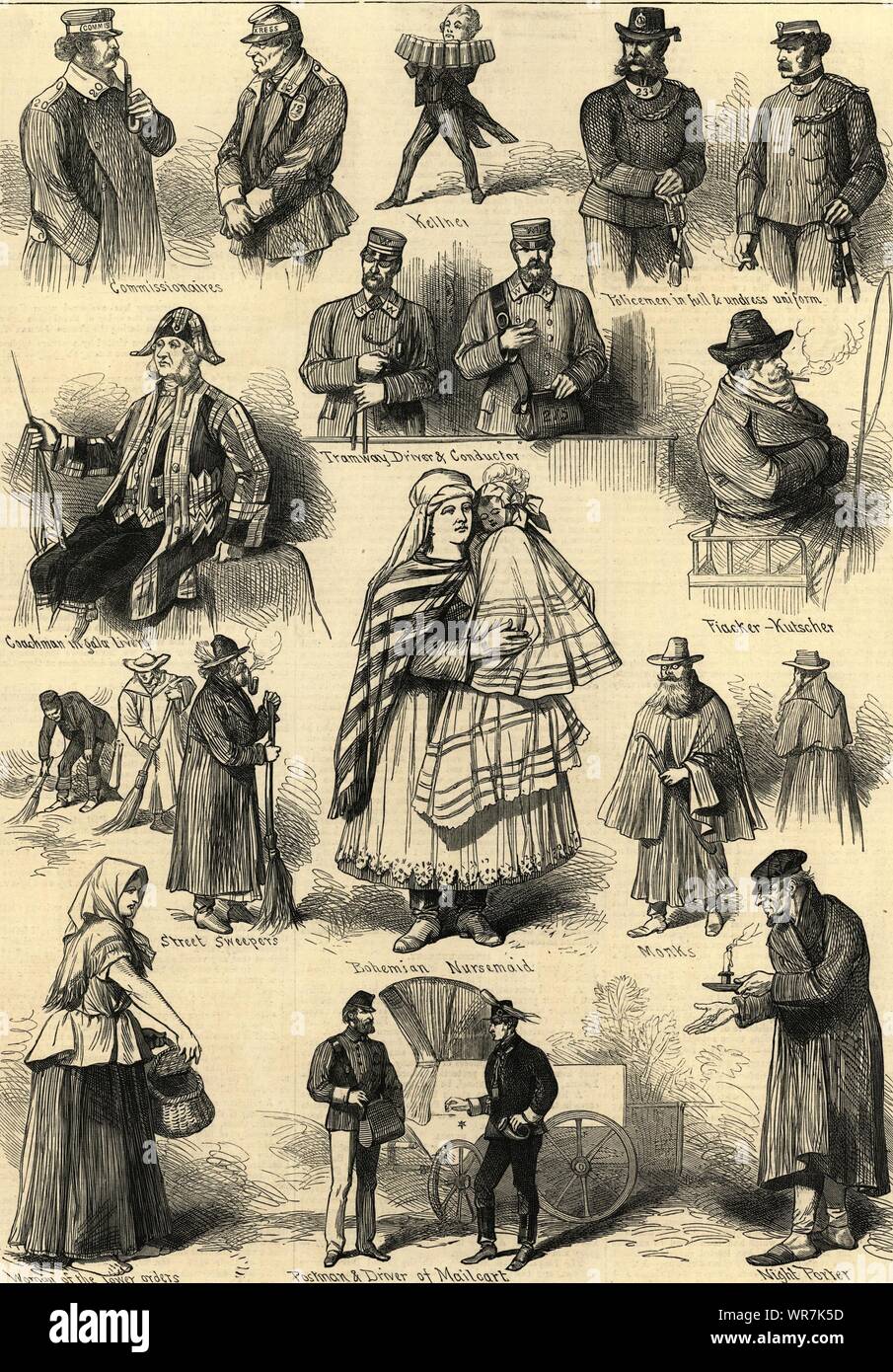 Tipos de vida vienesa. Austria. La sociedad 1873 antique ILN impresión de página completa Foto de stock