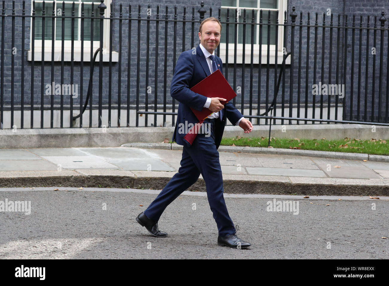 Secretario de Atención Sanitaria y Social Matt Hancock dejando tras asistir a una reunión del gabinete en el número 10 de Downing Street, Londres. PA la foto. Imagen Fecha: Martes 10 de septiembre de 2019. Ver historia política Brexit PA. Crédito de la foto debe leer: Jonathan Brady PA/cable Foto de stock