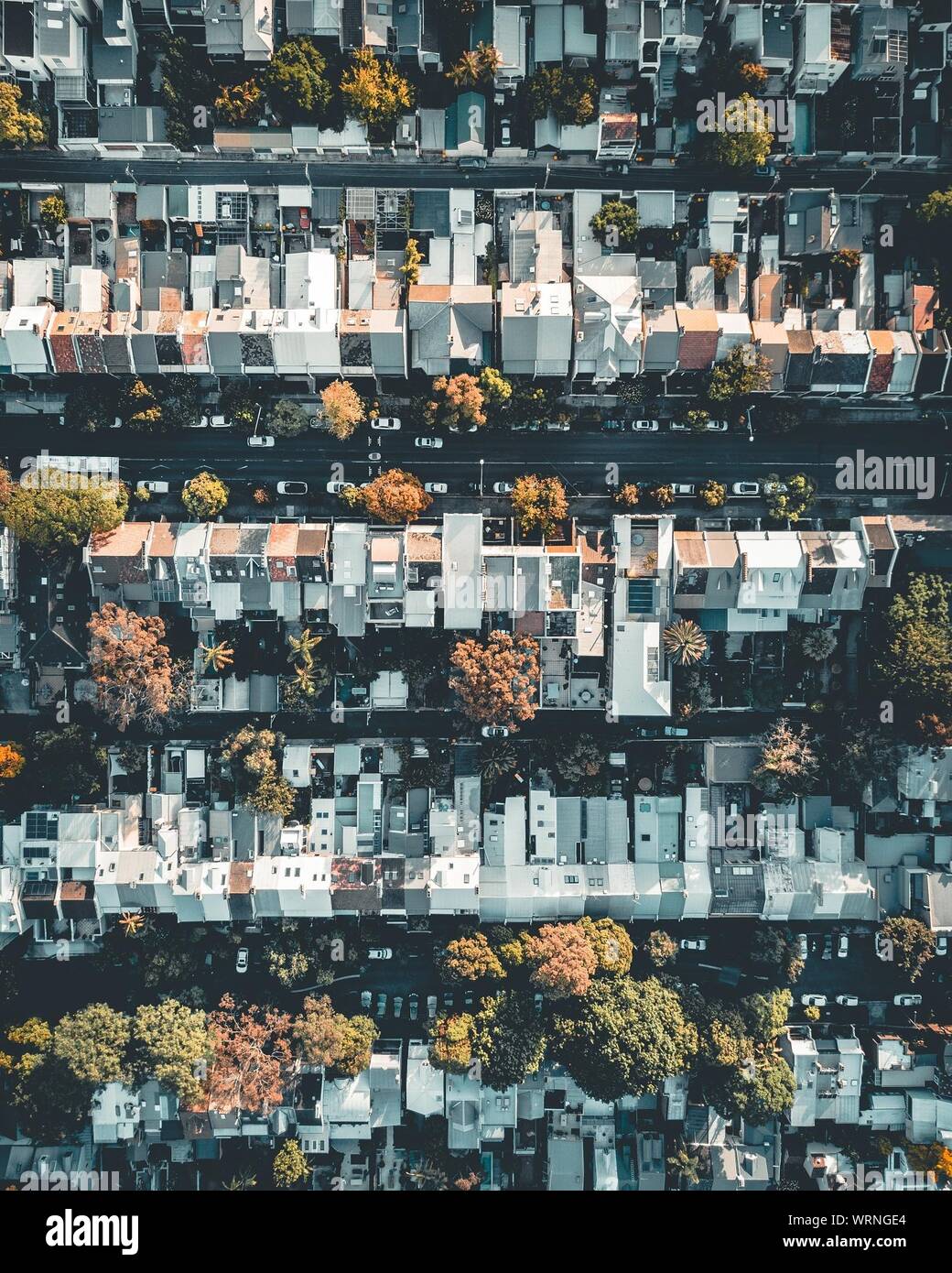 Vista aérea del barrio residencial Foto de stock