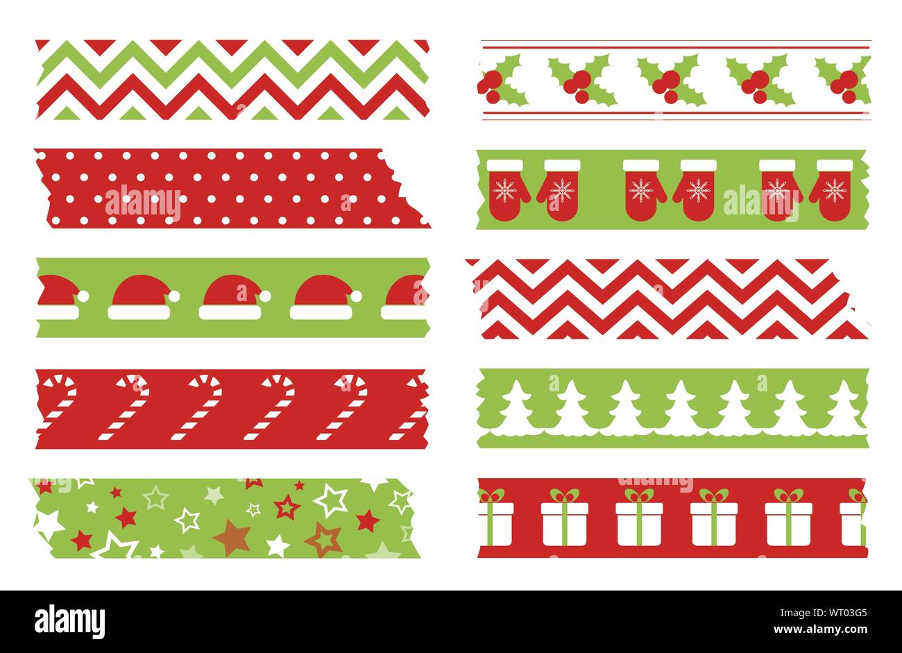 Navidad cintas washi set. Plantilla vectorial de cinta adhesiva Imagen  Vector de stock - Alamy