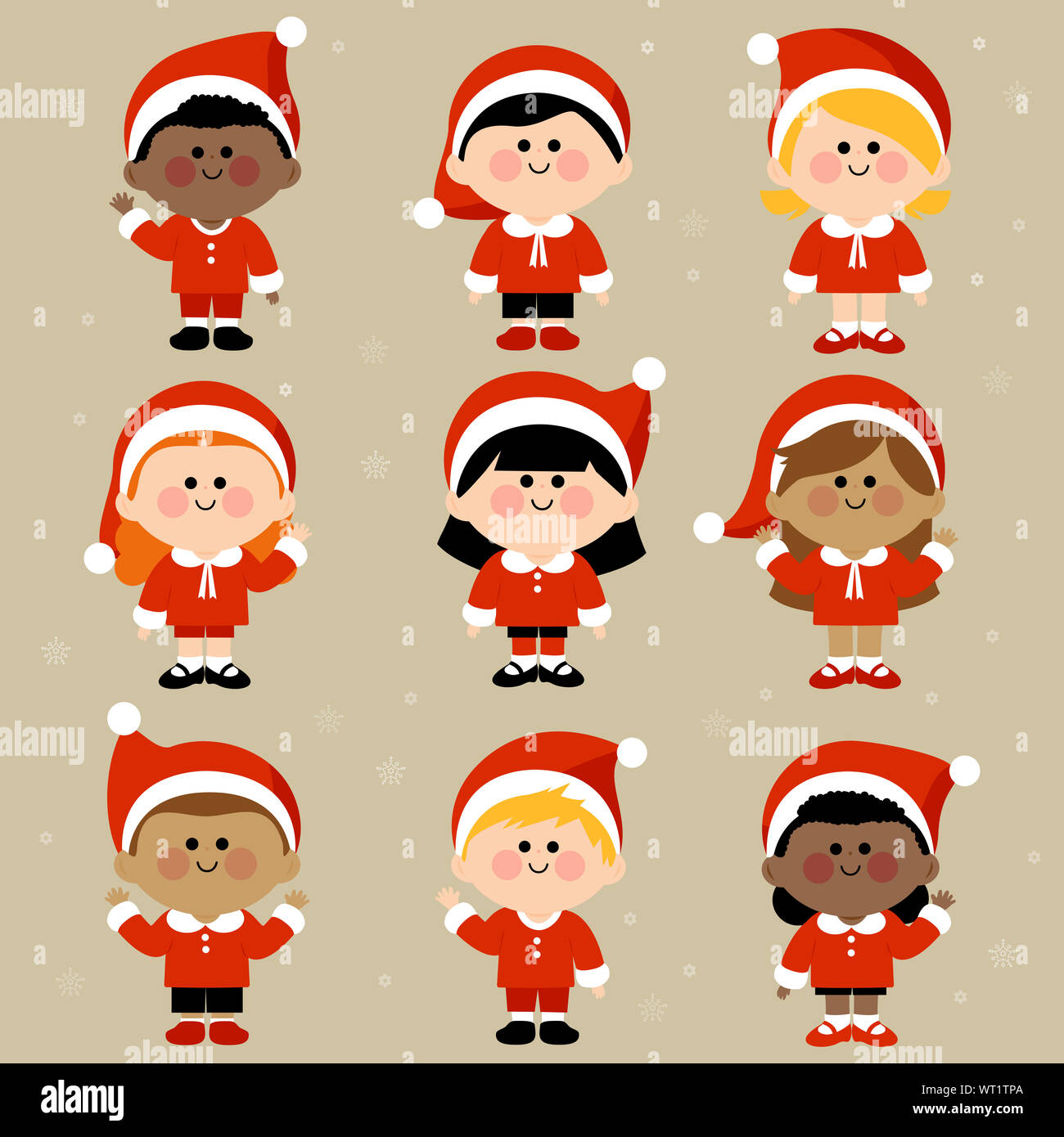 Diversos grupos de niños vestidos con trajes de Santa Claus de Navidad  Fotografía de stock - Alamy