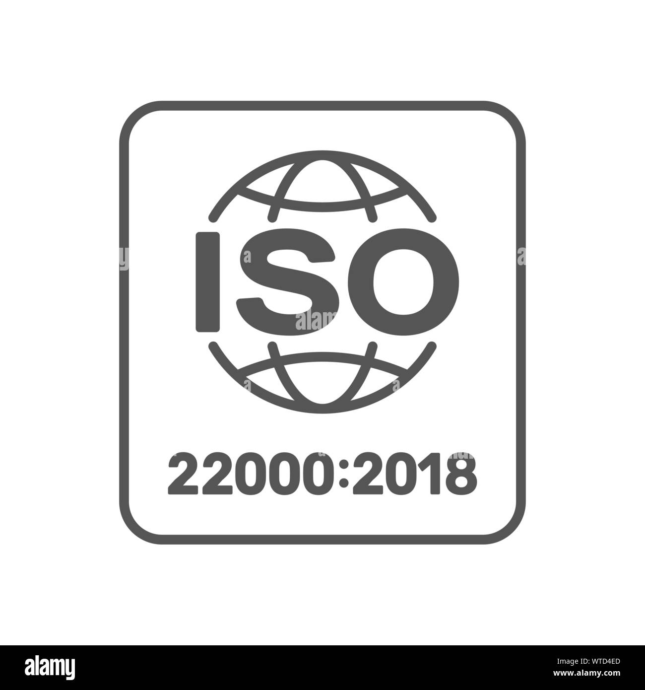 Norma ISO 22000 certificado insignia. La norma ISO 22000:2018. La gestión de la inocuidad de los alimentos. 10 EPS. Ilustración del Vector