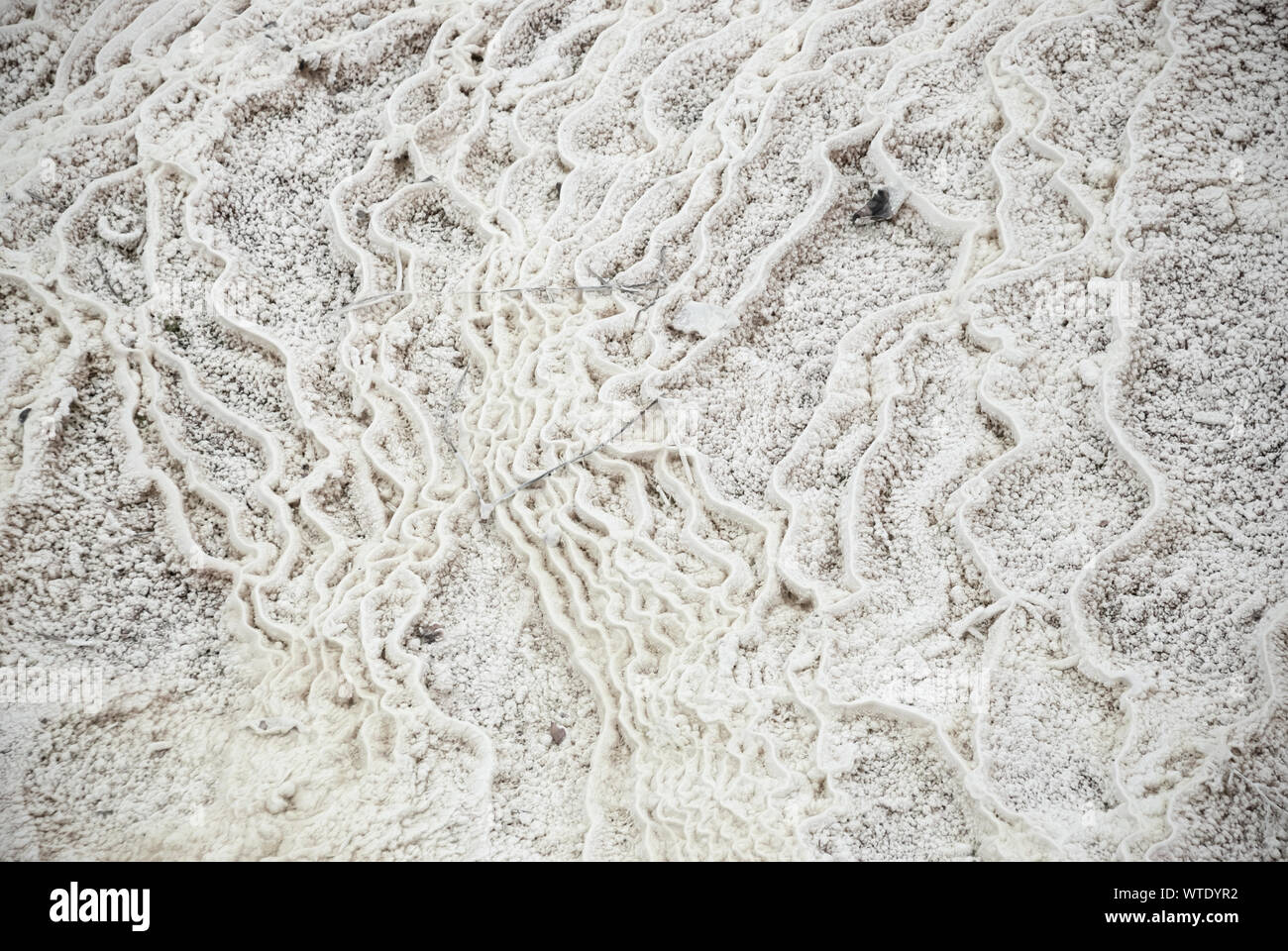 Carbonato mineral travertino textura. Pamukkale, Denizli Turquía Foto de stock