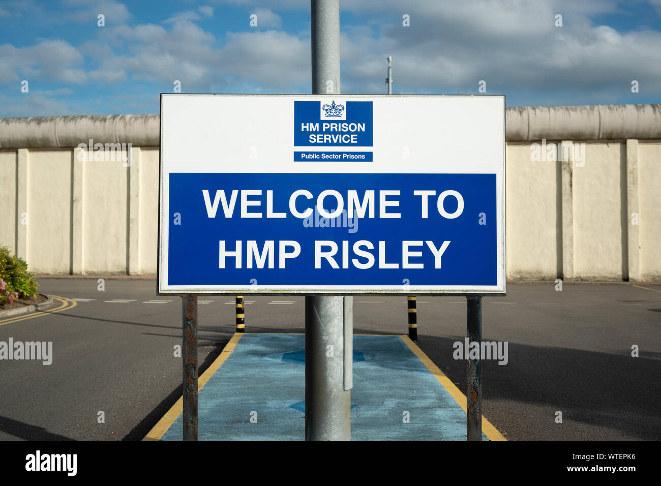Señalización de Risley HMP prisión en Warrington, Reino Unido. Foto de stock